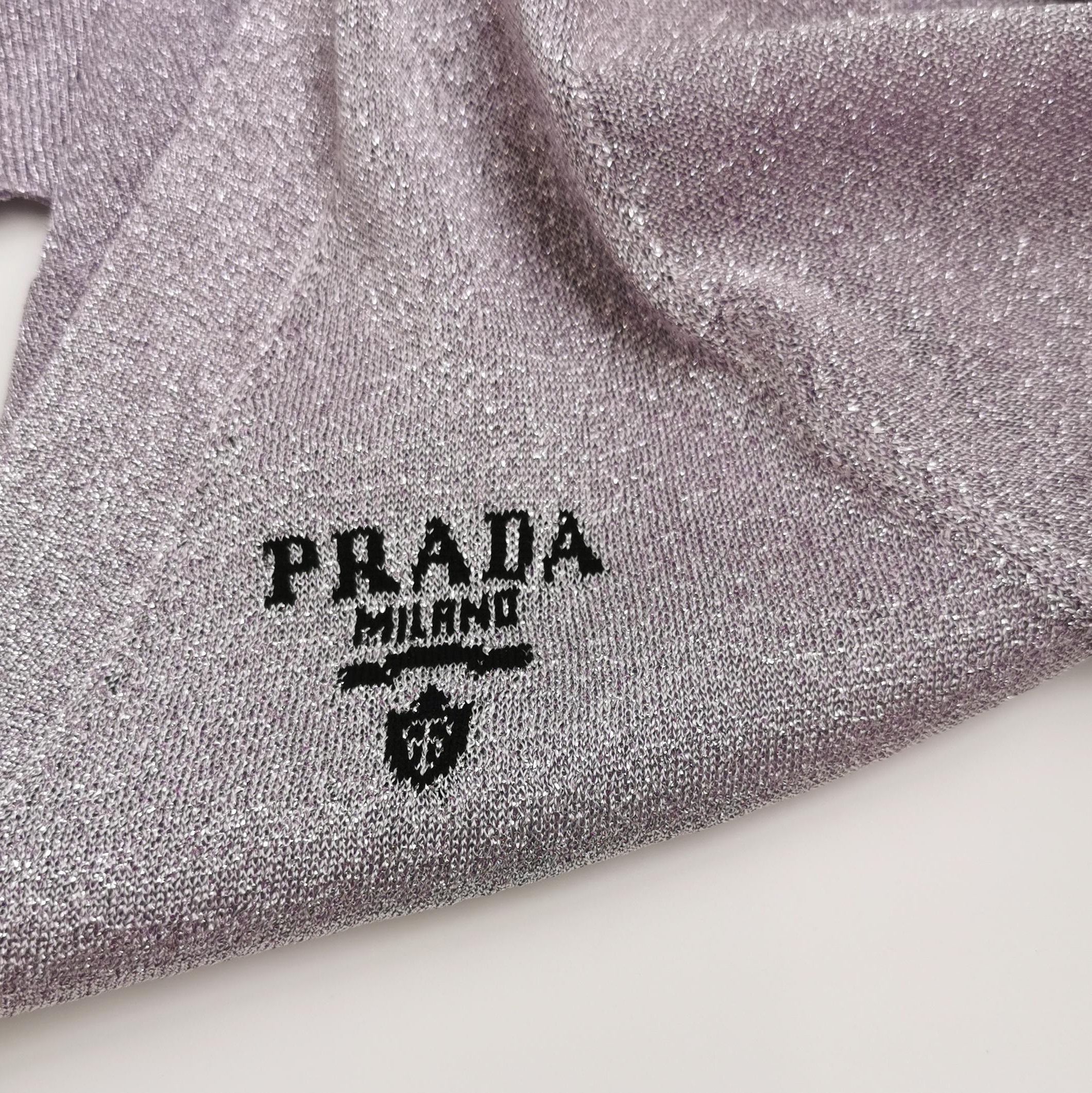 Prada Prada V-Neck Long Sleeve Logo Knit Top - dmc Size S / US 4 / IT 40 - 3 Thumbnail