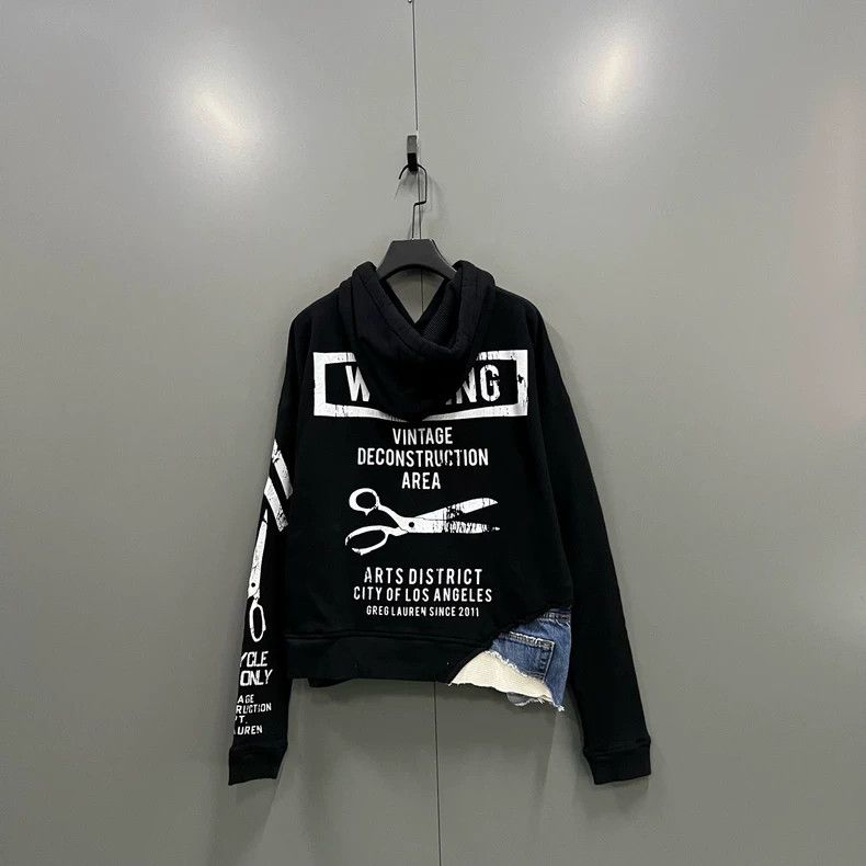 Greg Lauren Greg Lauren Fleece Denim Patchwork Hoodie Size US S / EU 44-46 / 1 - 2 Thumbnail