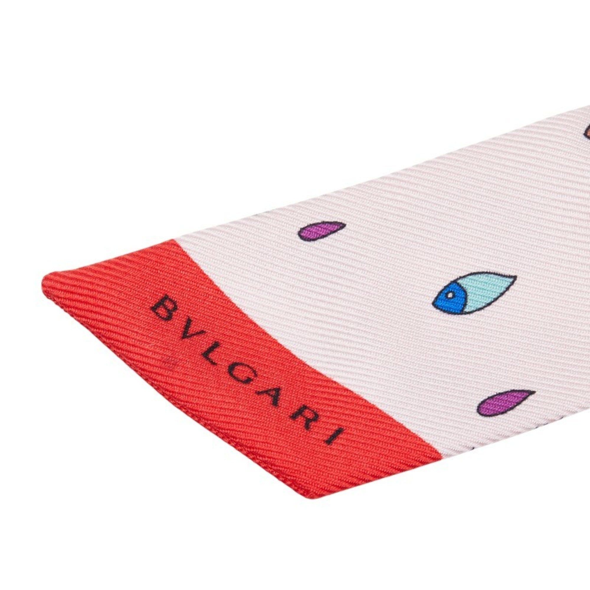 Bvlgari BVLGARI Serpenti logo scarf/muffler in pink and multicolored silk for women Size ONE SIZE - 2 Thumbnail