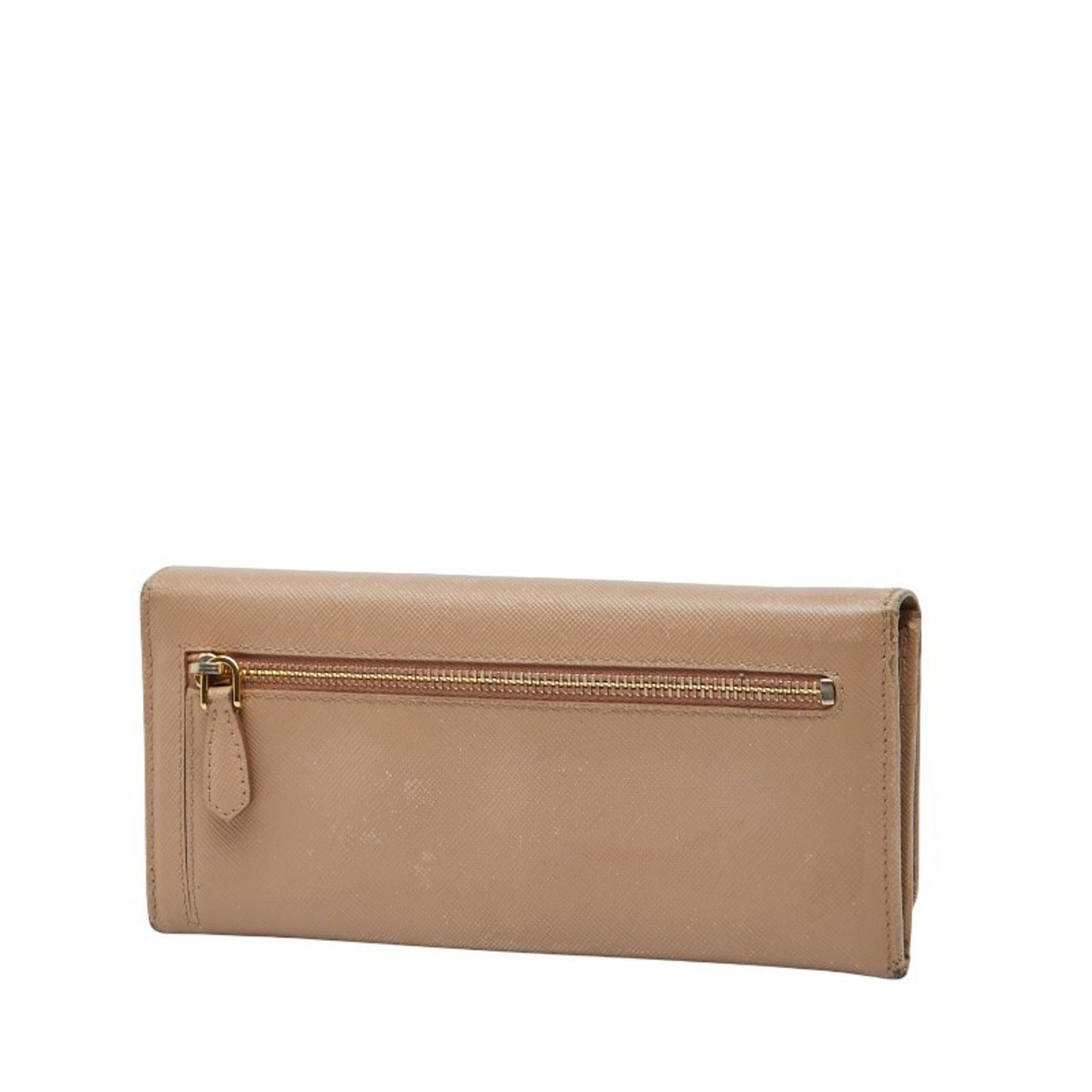 Prada Prada Logo Long Wallet 1M1132 Beige Saffiano Leather Women's PRADA Size ONE SIZE - 2 Thumbnail