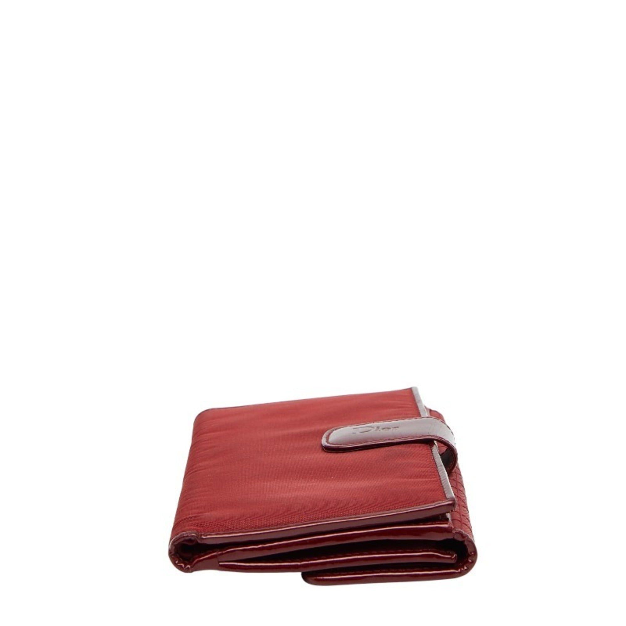 Dior Christian Dior Dior Cannage Stitch Long Wallet Red Nylon Leather Women's Size ONE SIZE - 3 Thumbnail