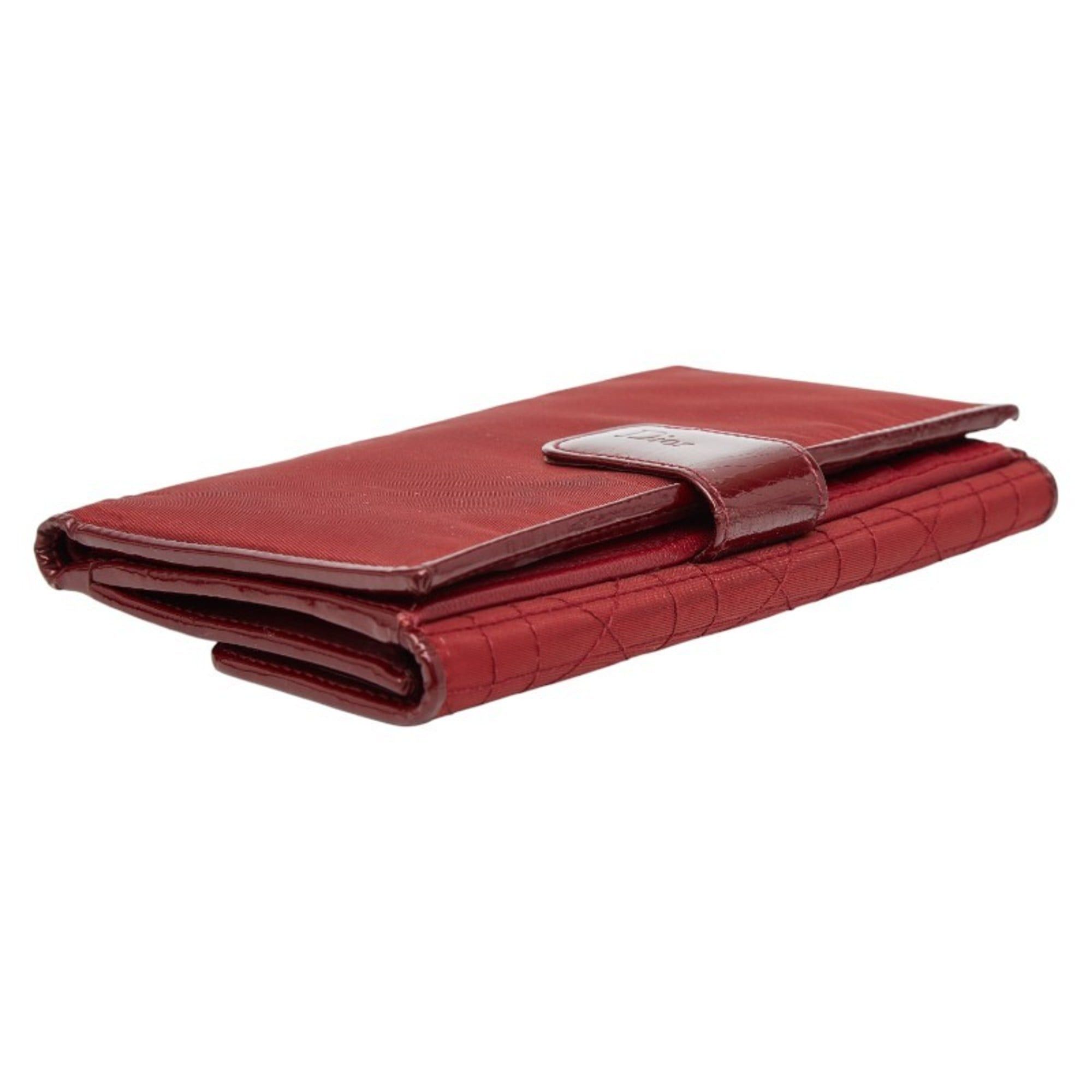 Dior Christian Dior Dior Cannage Stitch Long Wallet Red Nylon Leather Women's Size ONE SIZE - 4 Thumbnail