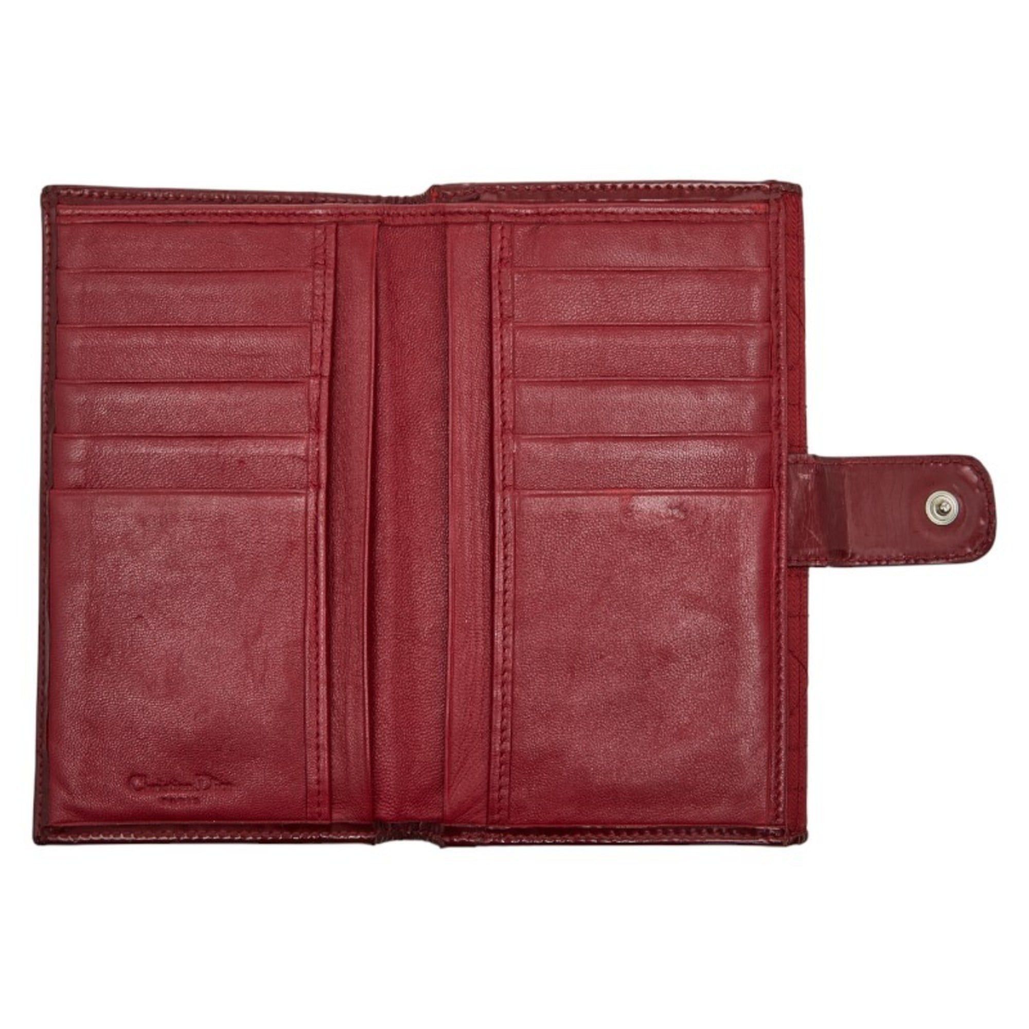 Dior Christian Dior Dior Cannage Stitch Long Wallet Red Nylon Leather Women's Size ONE SIZE - 6 Thumbnail