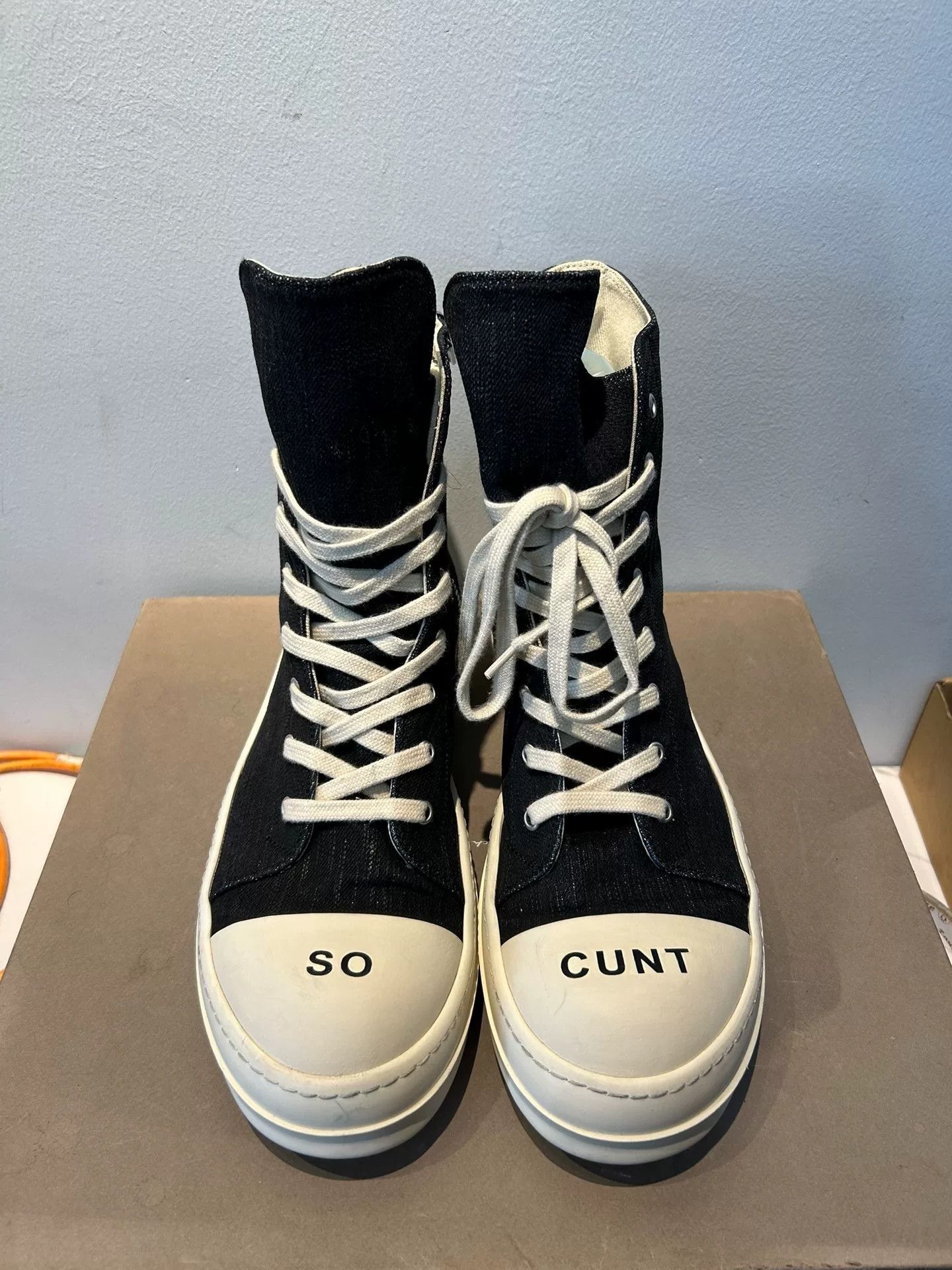 Rick Owens rick owens high-top canvas sneakers in black Size US 10.5 / EU 43-44 - 2 Thumbnail
