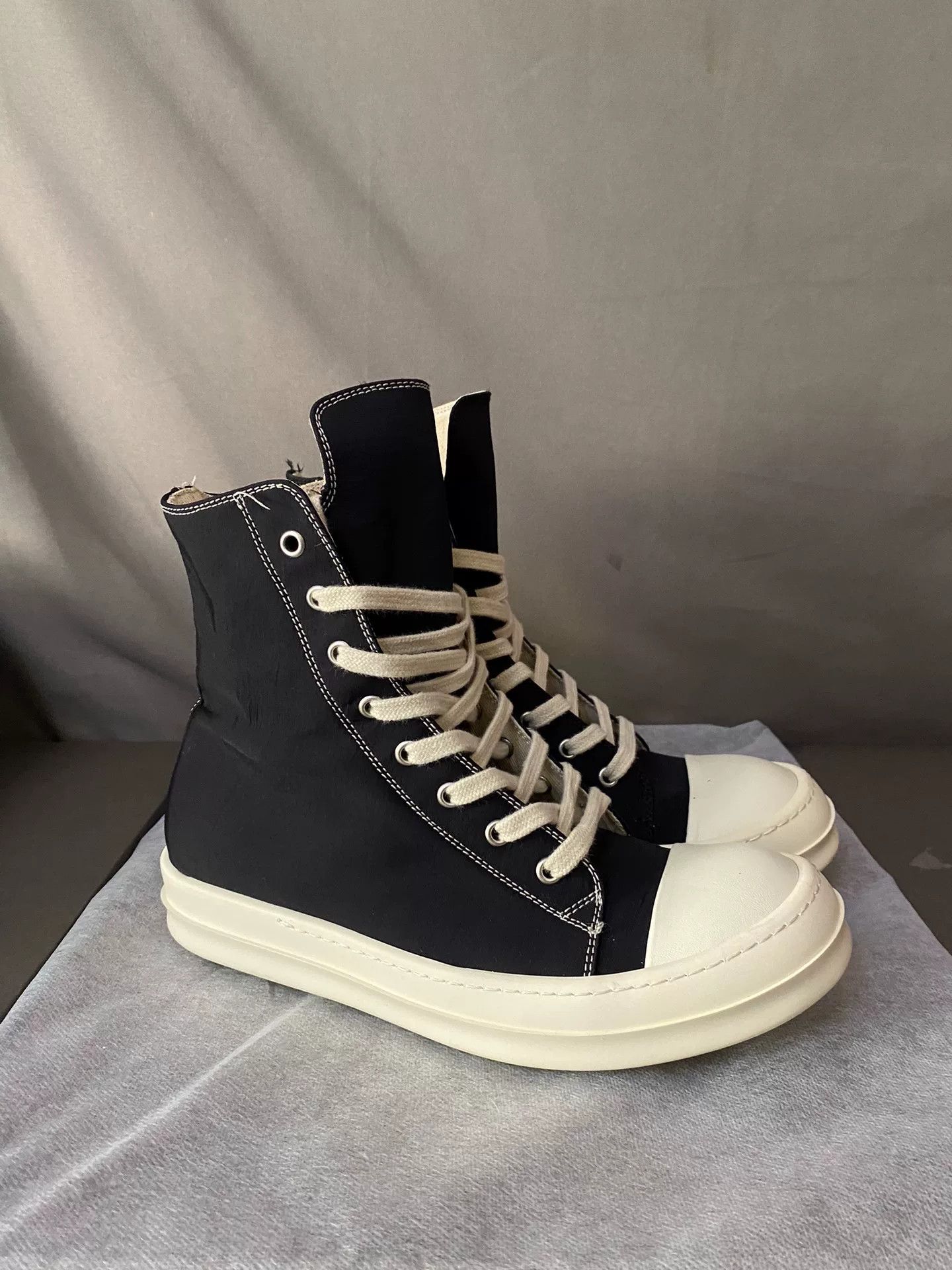 Rick Owens rick owens high-top sneakers in black and cream Size US 8.5 / EU 41-42 - 3 Thumbnail