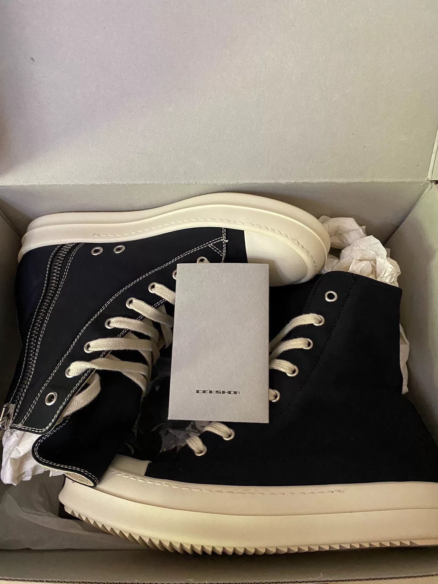 Rick Owens rick owens high-top sneakers in black and cream Size US 8.5 / EU 41-42 - 6 Thumbnail