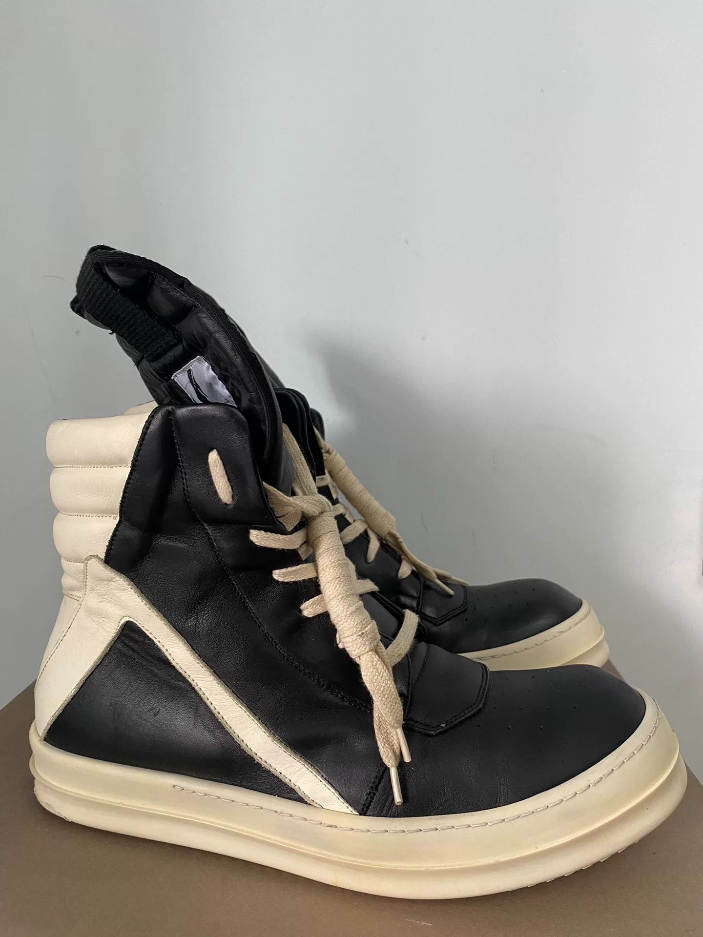 Rick Owens rick owens black leather high-top sneakers Size US 10 / EU 43 - 3 Thumbnail