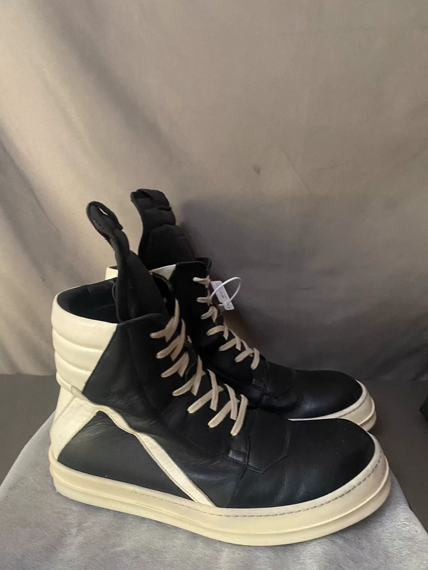 Rick Owens rick owens black leather high-top sneakers Size US 10 / EU 43 - 3 Thumbnail