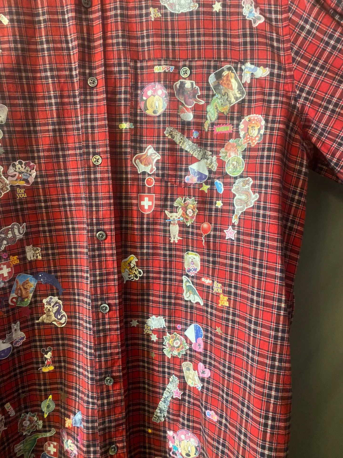 Vetements vetements red plaid shirt with stickers Size US S / EU 44-46 / 1 - 2 Thumbnail