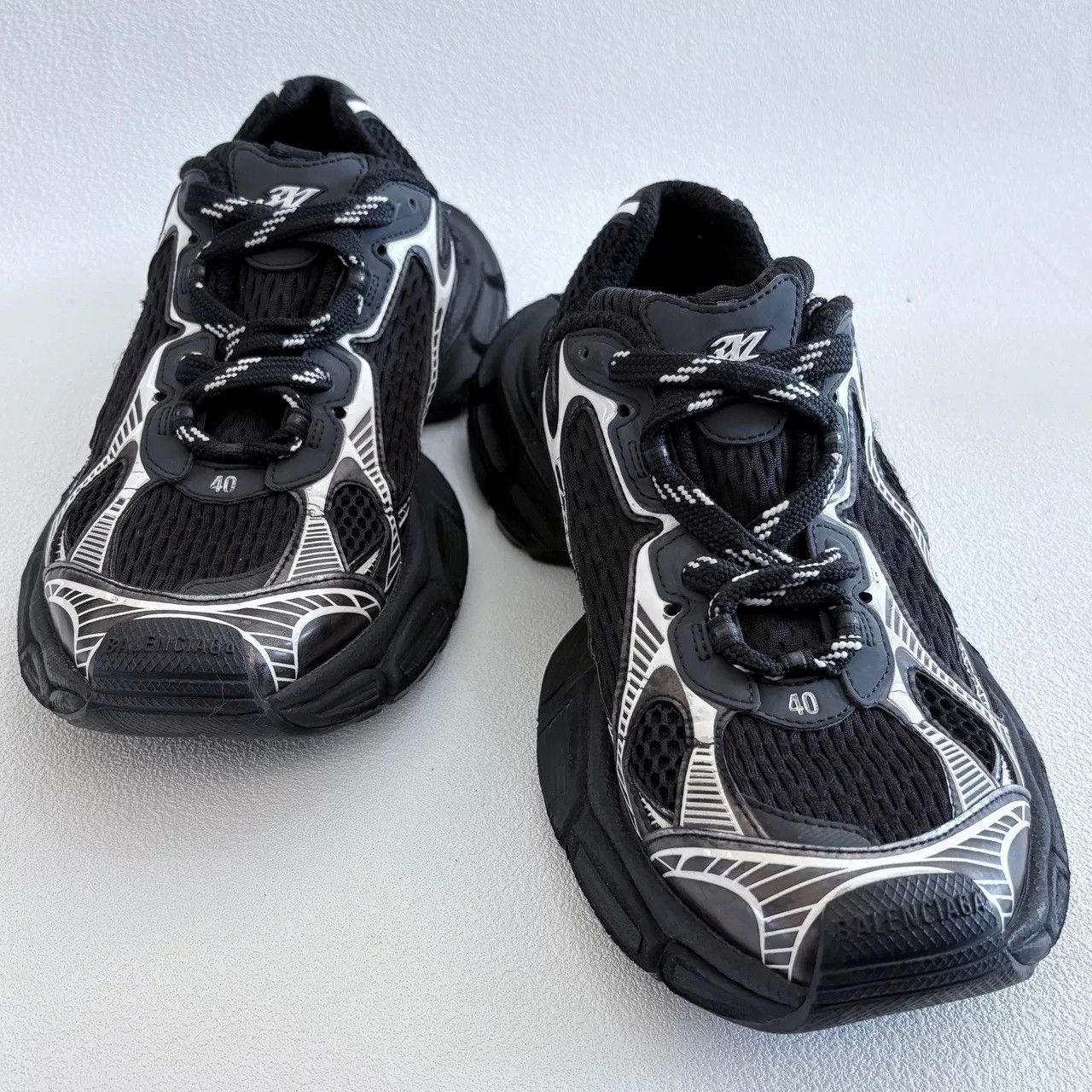 Balenciaga balenciaga 3xl low-top dad sneakers black silver Size US 10 / EU 43 - 4 Thumbnail