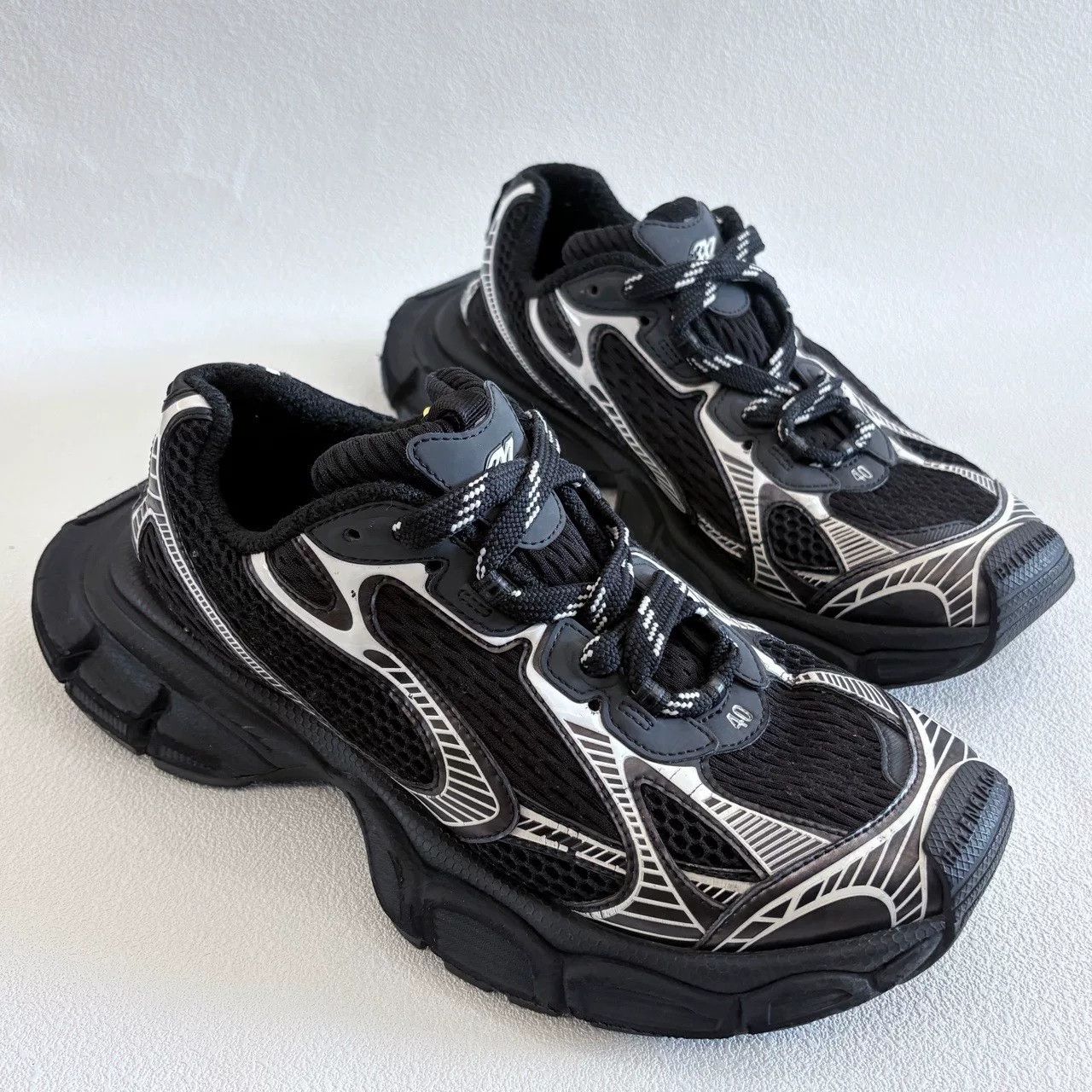 Balenciaga balenciaga 3xl low-top dad sneakers black silver Size US 10 / EU 43 - 3 Thumbnail