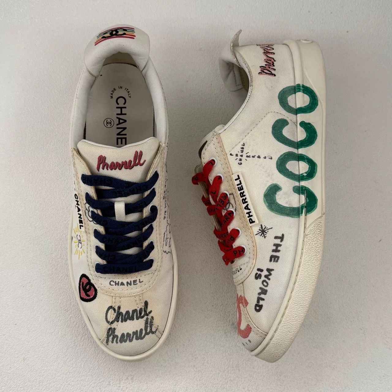 Chanel Pharrell x CHANEL Limited Edition Graffiti Sneakers Size US 8.5 / EU 41-42 - 8 Thumbnail