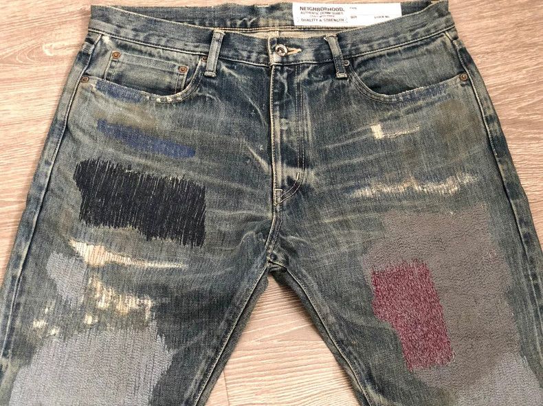 Neighborhood NEIGHBORHOOD Blue Distressed Jeans Size US 32 / EU 48 - 3 Thumbnail