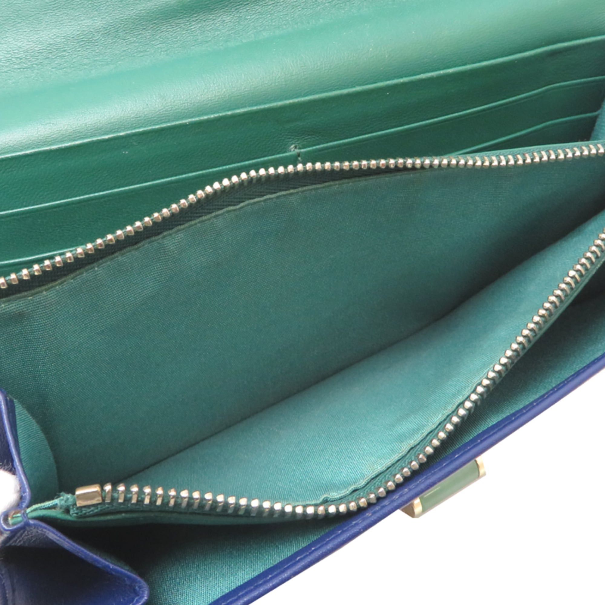 Bvlgari Bvlgari Isabella Rossellini Women's Long Wallet in Navy Leather Size ONE SIZE - 6 Thumbnail