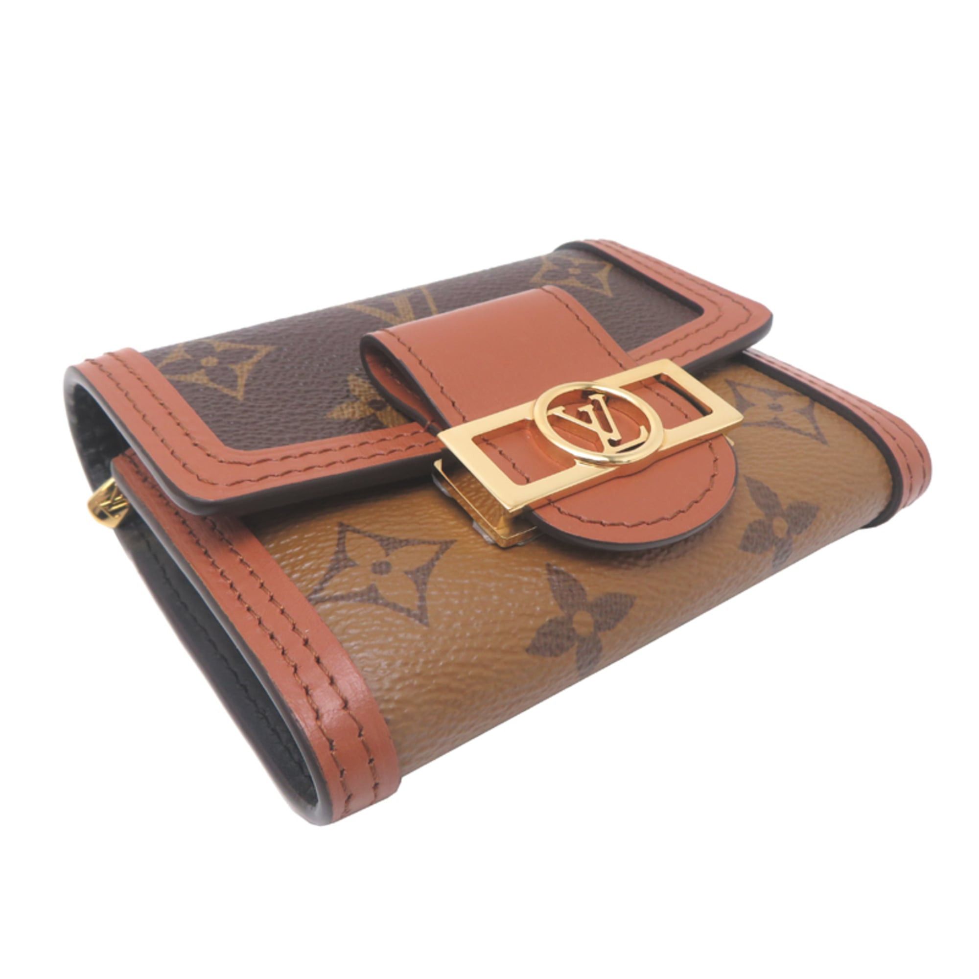 Louis Vuitton Louis Vuitton Portefeuille Dauphine Compact Women's Tri-fold Wallet M68725 Monogram Reverse Brown Size ONE SIZE - 3 Thumbnail