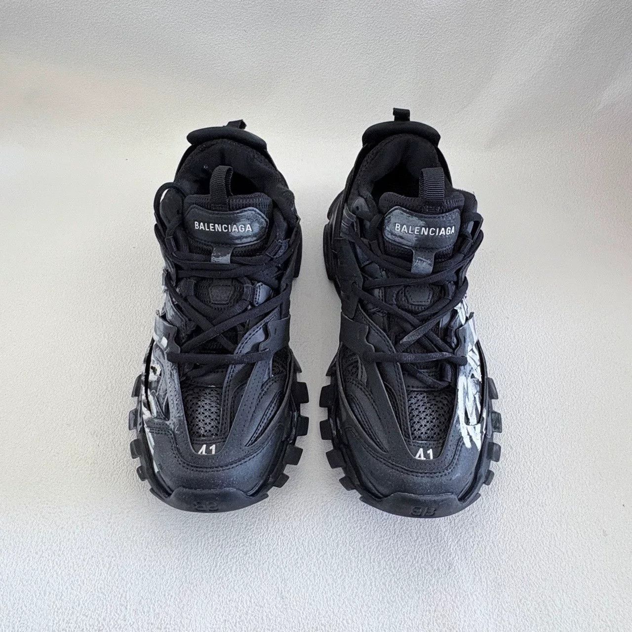 Balenciaga balenciaga track signature black and white sneakers Size US 9 / EU 42 - 2 Thumbnail