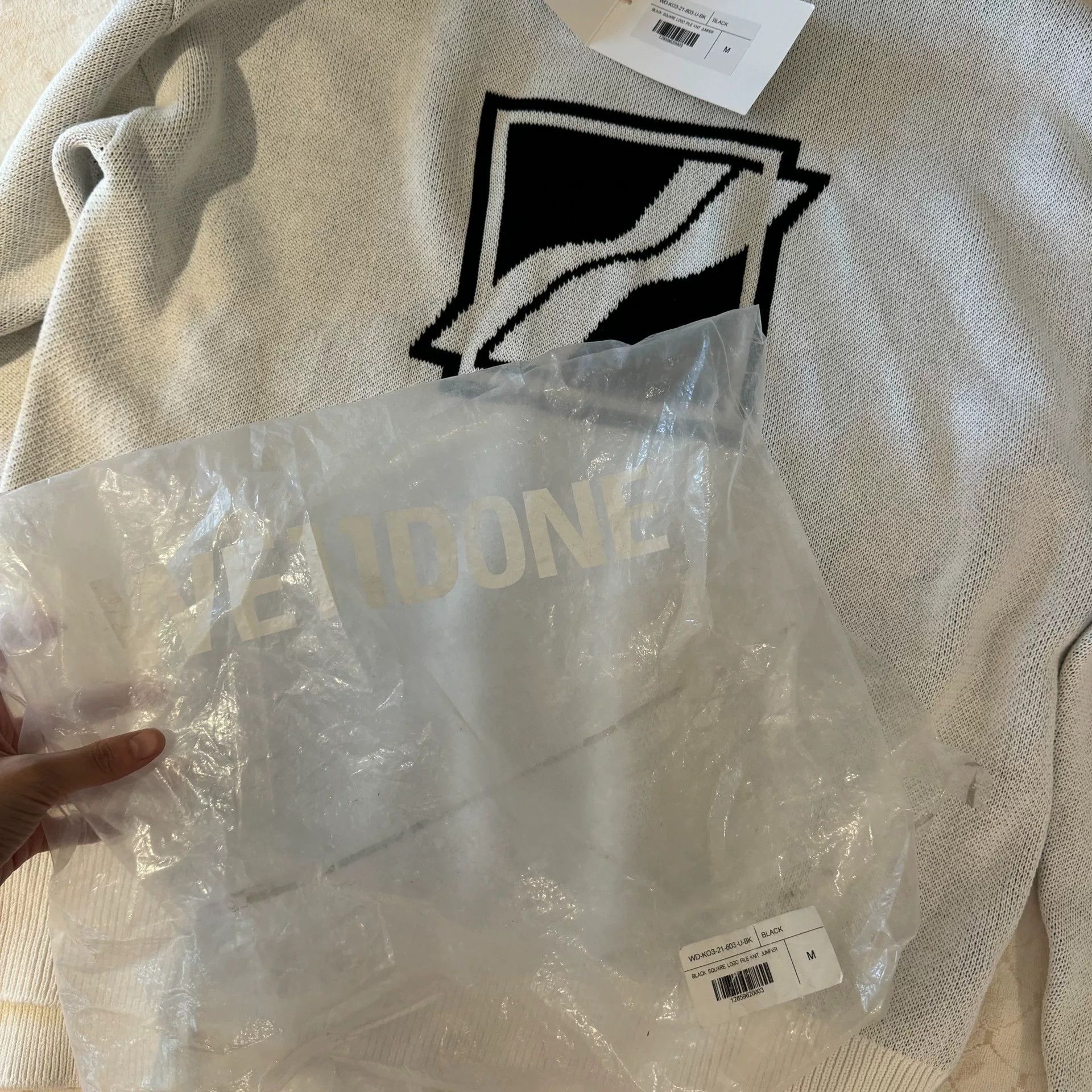 WE11DONE we11done logo knit long sleeve sweater white Size US M / EU 48-50 / 2 - 2 Thumbnail