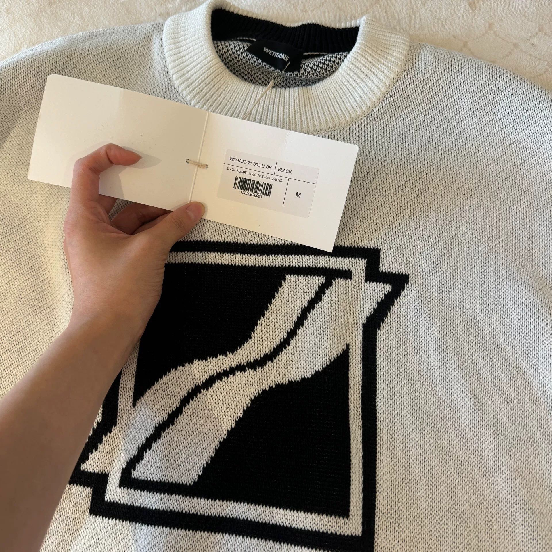 WE11DONE we11done logo knit long sleeve sweater white Size US M / EU 48-50 / 2 - 3 Thumbnail