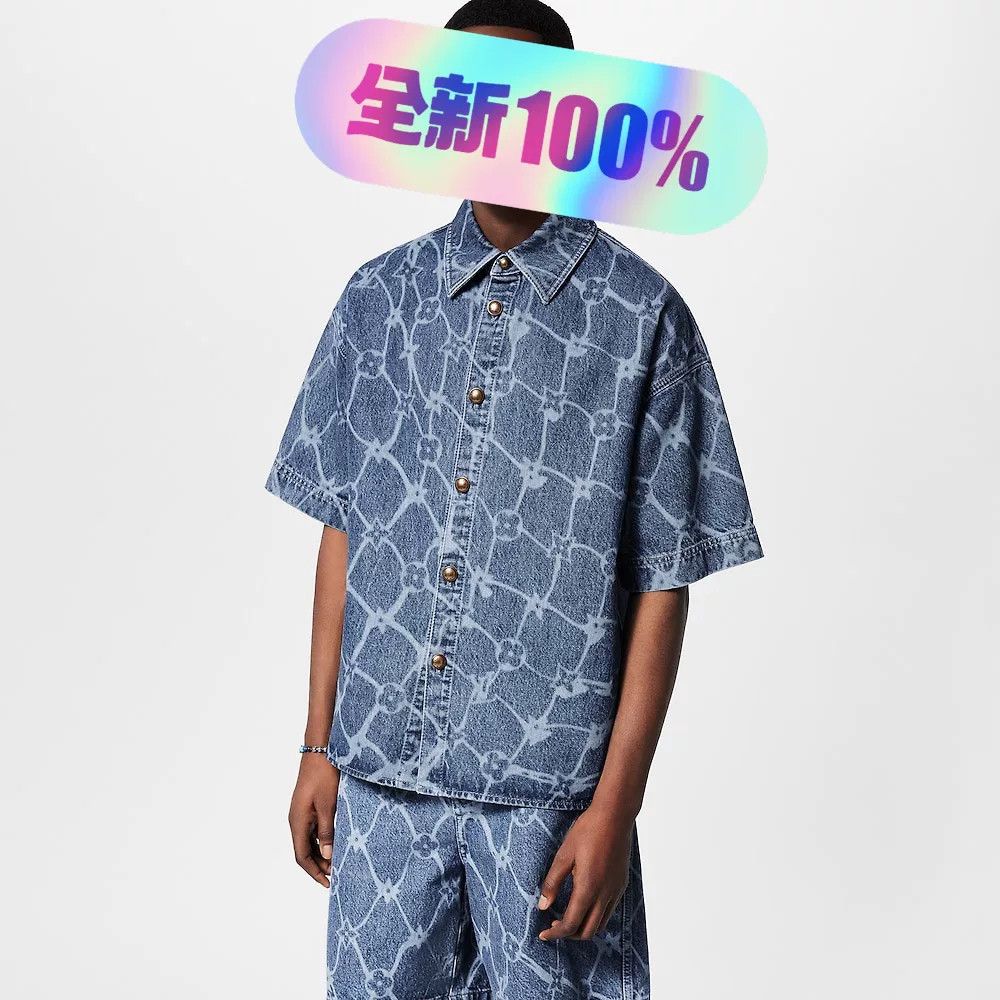 Louis Vuitton louis vuitton logo print denim short sleeve shirt Size US L / EU 52-54 / 3 - 3 Thumbnail