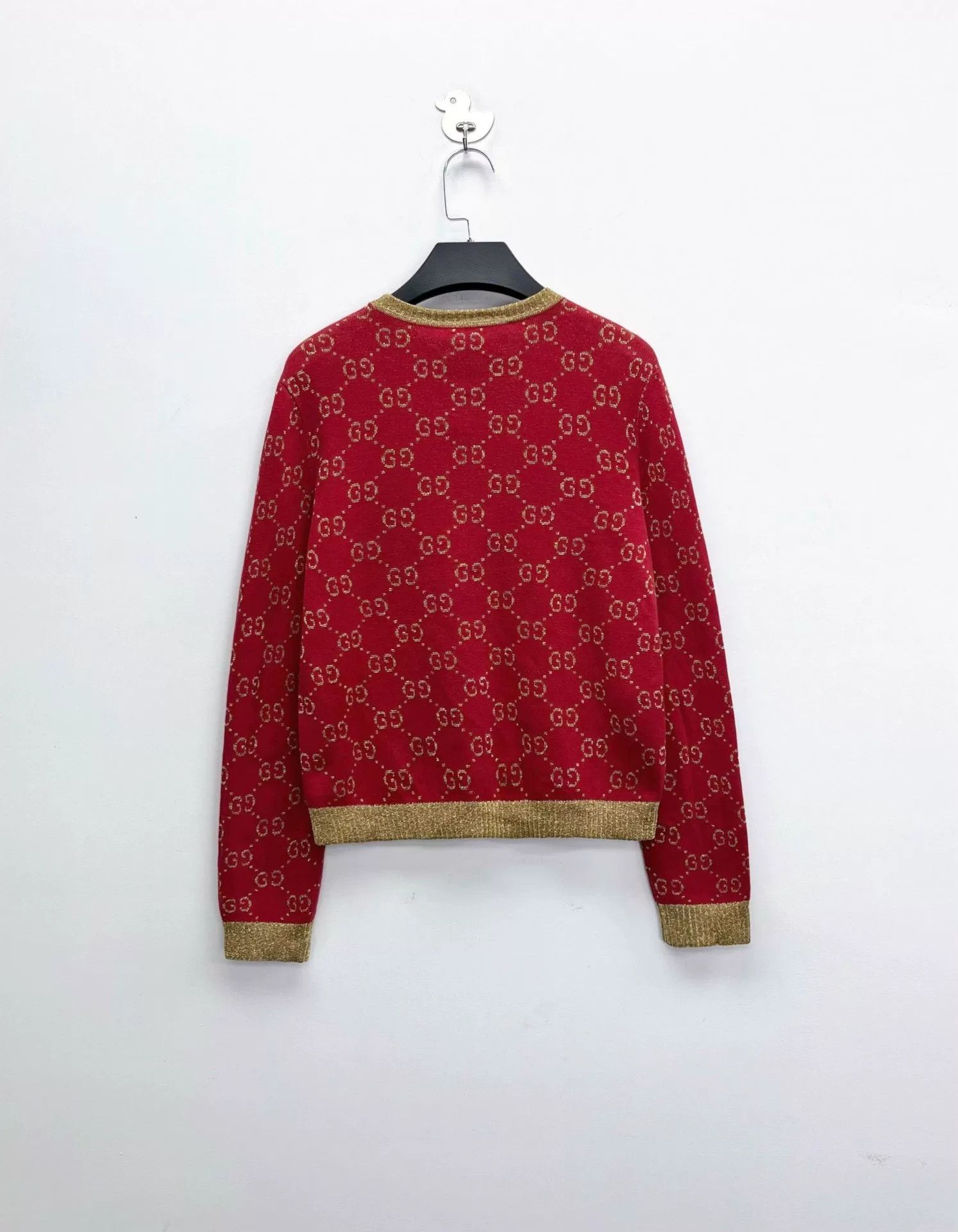 Gucci red gucci logo knit sweater with gold details Size XS / US 0-2 / IT 36-38 - 2 Thumbnail