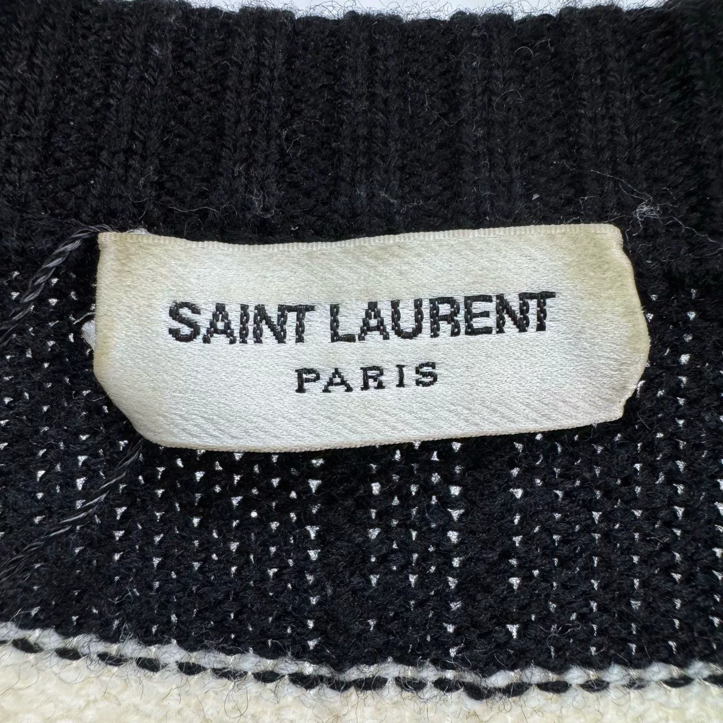 Saint Laurent Paris black and white striped wool knit sweater Size US L / EU 52-54 / 3 - 6 Thumbnail
