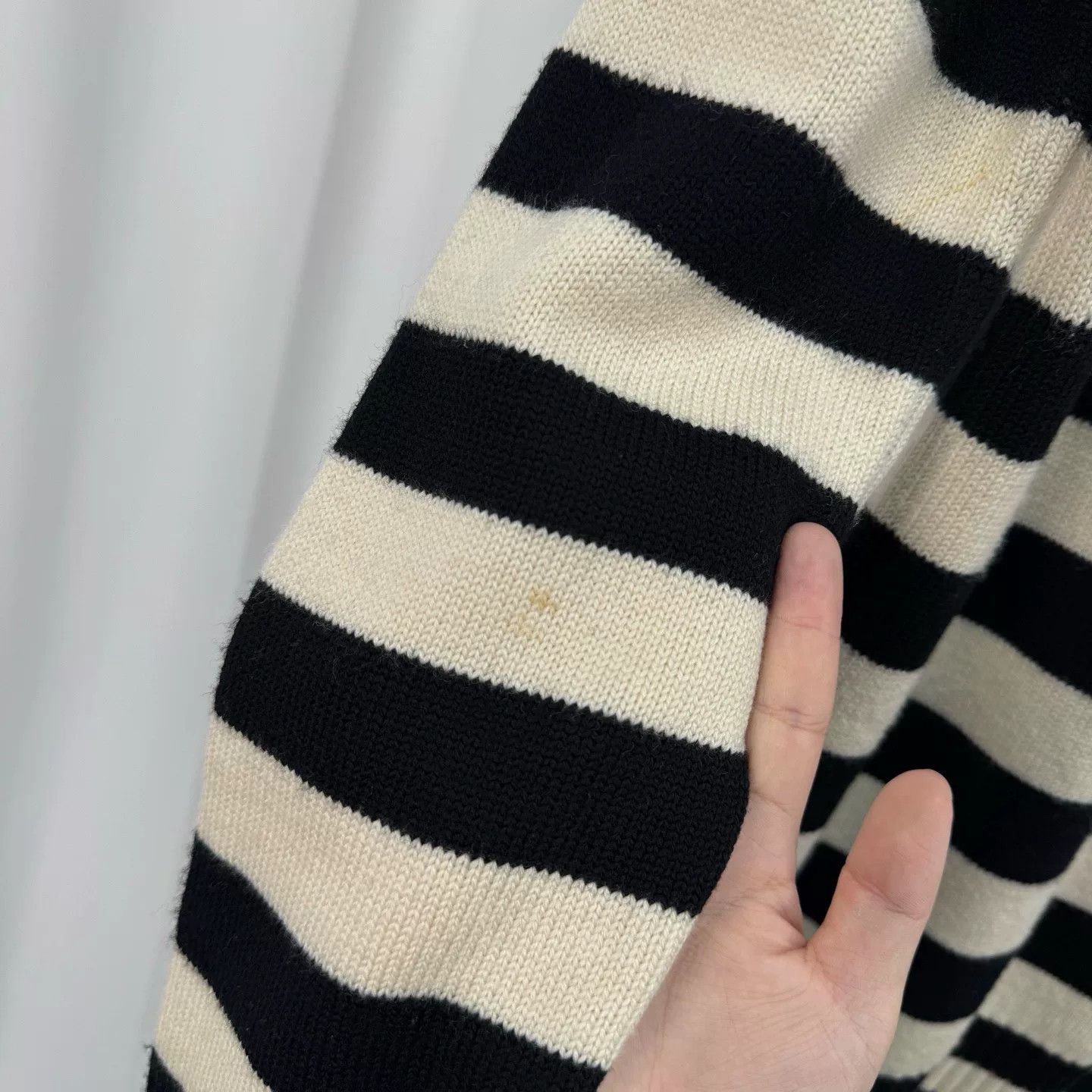 Saint Laurent Paris black and white striped wool knit sweater Size US L / EU 52-54 / 3 - 5 Thumbnail