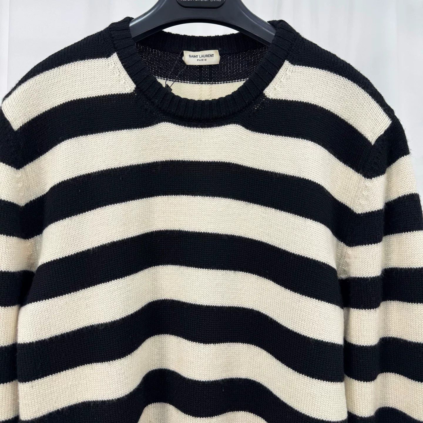 Saint Laurent Paris black and white striped wool knit sweater Size US L / EU 52-54 / 3 - 3 Thumbnail