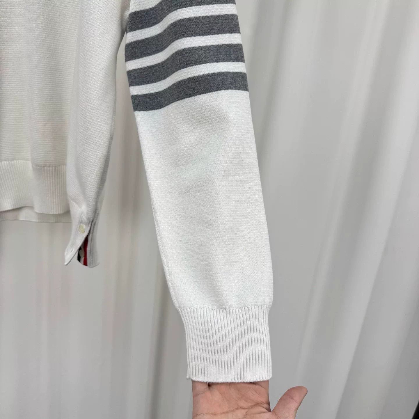 Thom Browne thom browne white gray waffle knit sweatshirt Size US XS / EU 42 / 0 - 4 Thumbnail