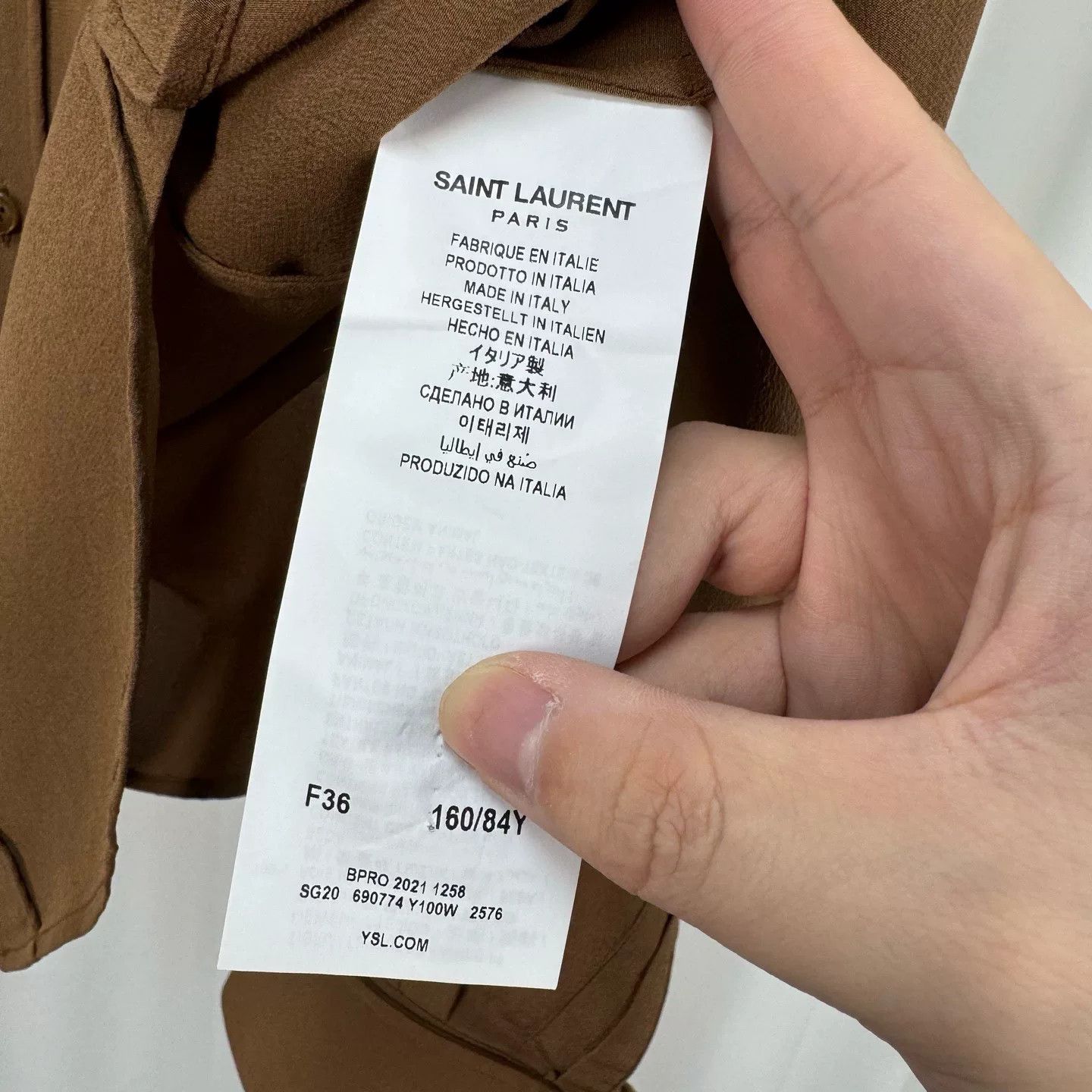 Saint Laurent Paris brown silk shirt with cuff details Size S / US 4 / IT 40 - 7 Thumbnail