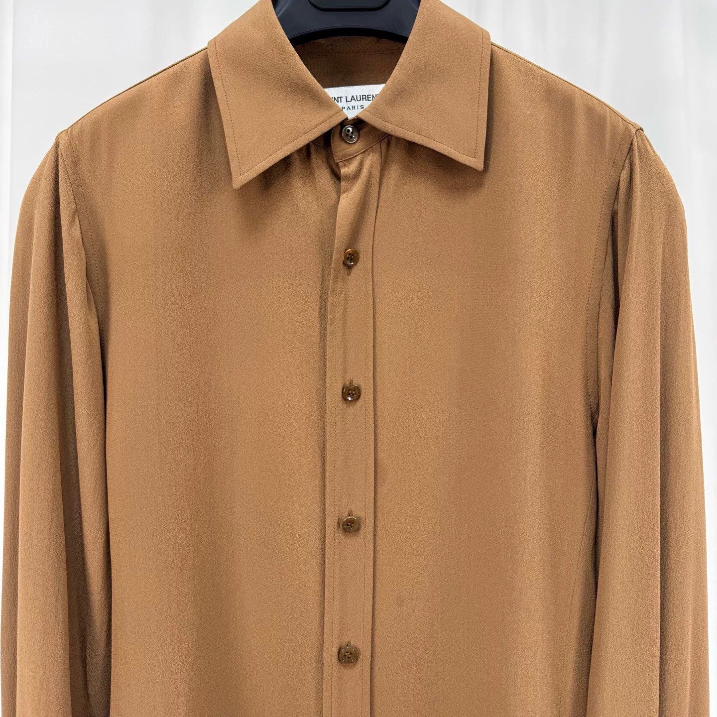 Saint Laurent Paris brown silk shirt with cuff details Size S / US 4 / IT 40 - 3 Thumbnail