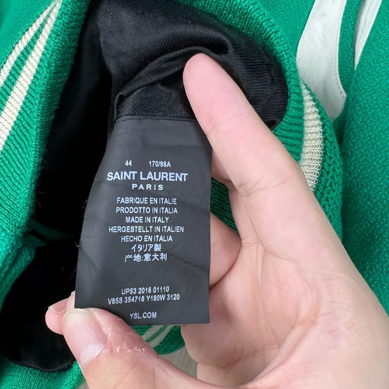Saint Laurent Paris green wool baseball jacket by saint laurent Size US M / EU 48-50 / 2 - 5 Thumbnail