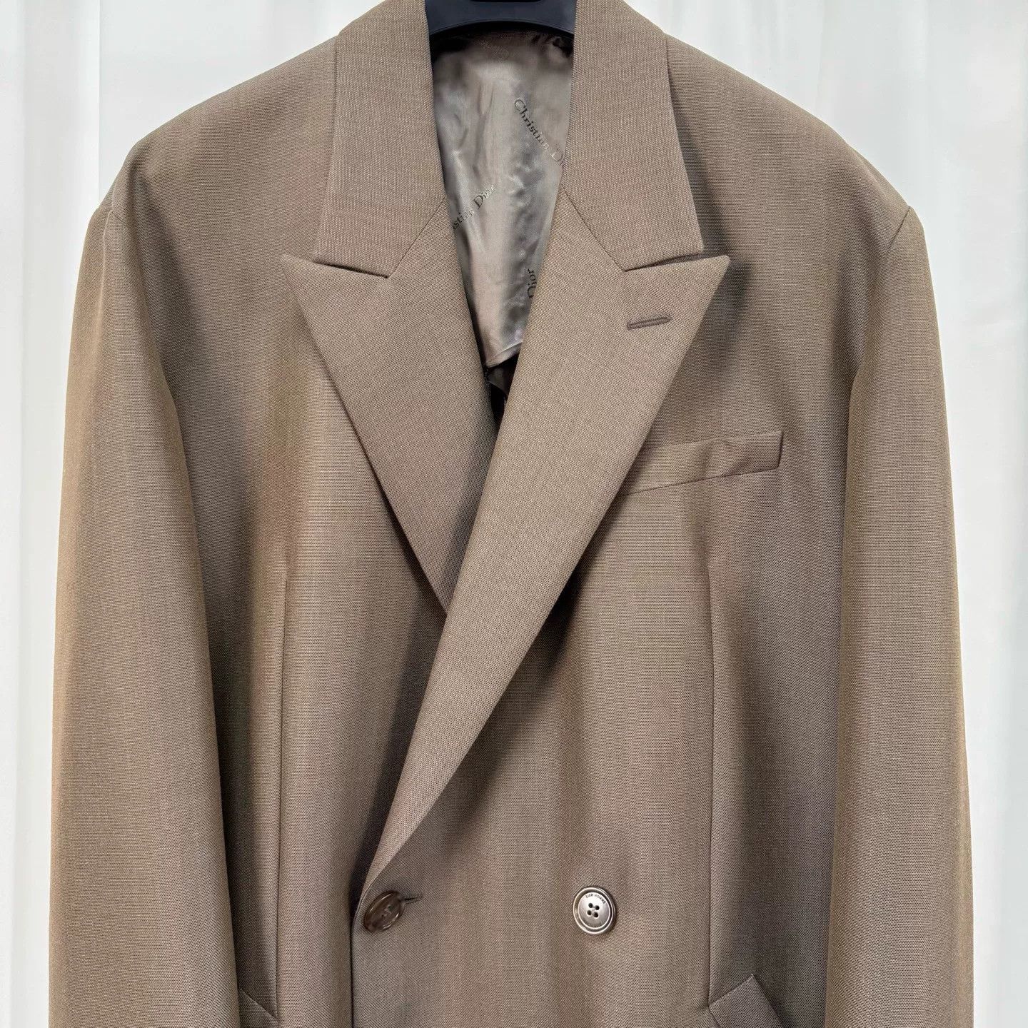 Dior brown double-breasted wool coat by Dior Size US L / EU 52-54 / 3 - 3 Thumbnail