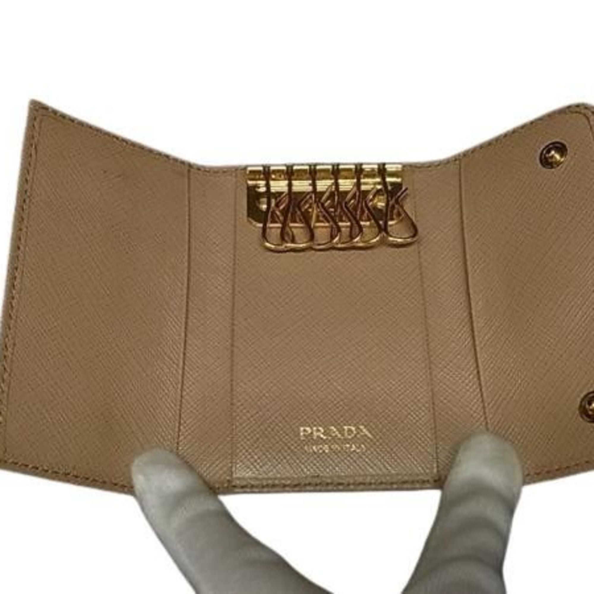 Prada PRADA 6-Ring Key Case, 1PG222, Brown Saffiano Leather, for Men and Women Size ONE SIZE - 4 Thumbnail