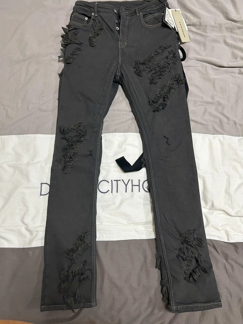 Rick Owens Drkshdw Rick Owens DRKSHDW Distressed Straight Jeans Size US 32 / EU 48 - 3 Thumbnail