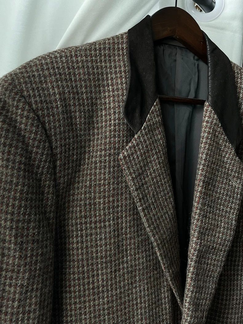 Comme des Garcons Comme des Garçons HOMME Tweed Leather Collar Jacket Size US M / EU 48-50 / 2 - 2 Thumbnail