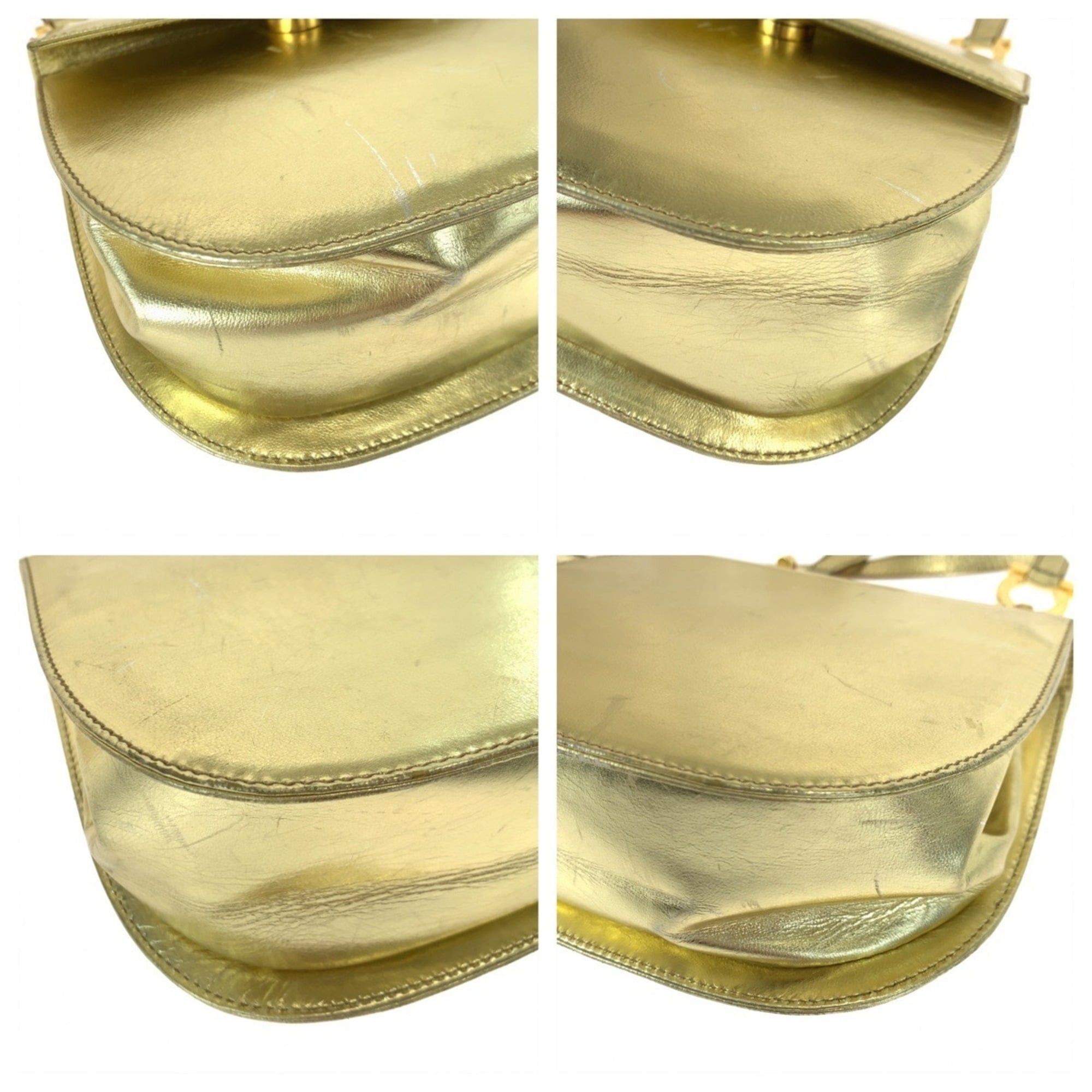 Salvatore Ferragamo Salvatore Ferragamo Vintage Gancini Gold Leather Shoulder Bag P213151 for Women Size ONE SIZE - 3 Thumbnail