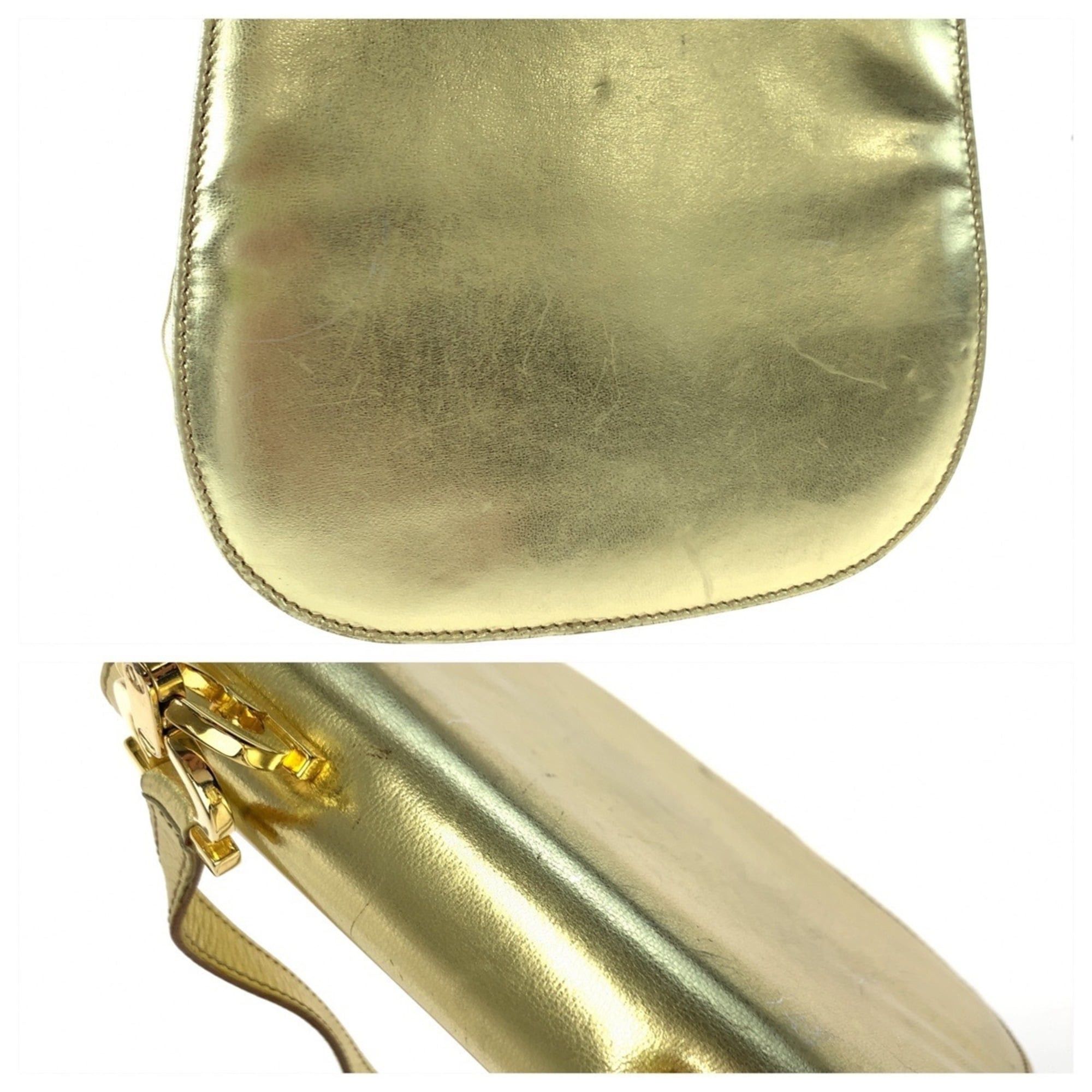 Salvatore Ferragamo Salvatore Ferragamo Vintage Gancini Gold Leather Shoulder Bag P213151 for Women Size ONE SIZE - 5 Thumbnail