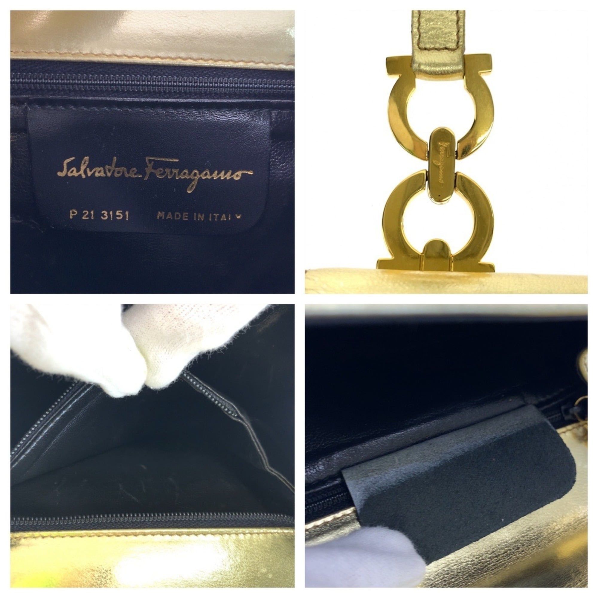 Salvatore Ferragamo Salvatore Ferragamo Vintage Gancini Gold Leather Shoulder Bag P213151 for Women Size ONE SIZE - 4 Thumbnail