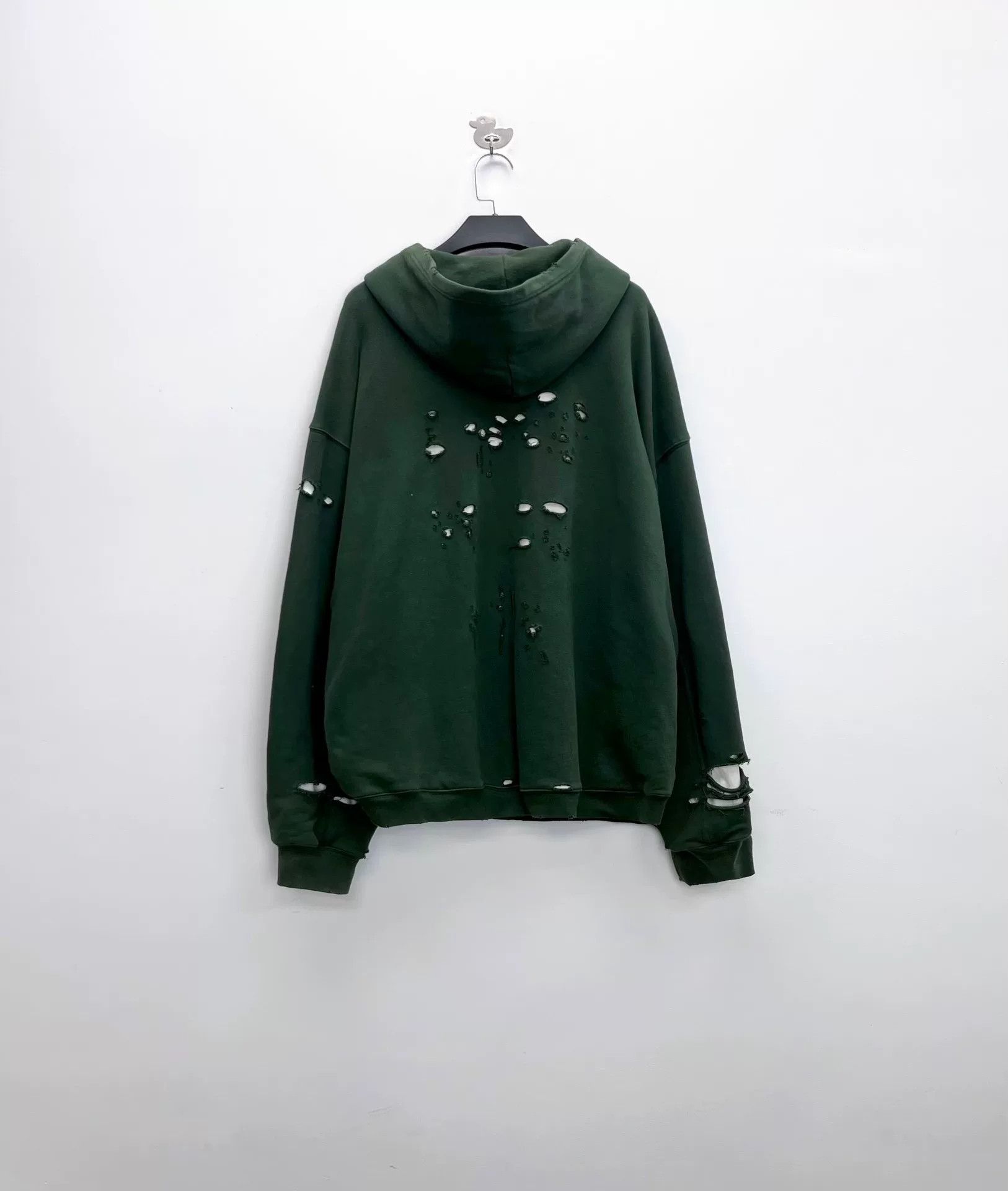 Balenciaga balenciaga distressed logo hoodie in dark green Size US M / EU 48-50 / 2 - 2 Thumbnail