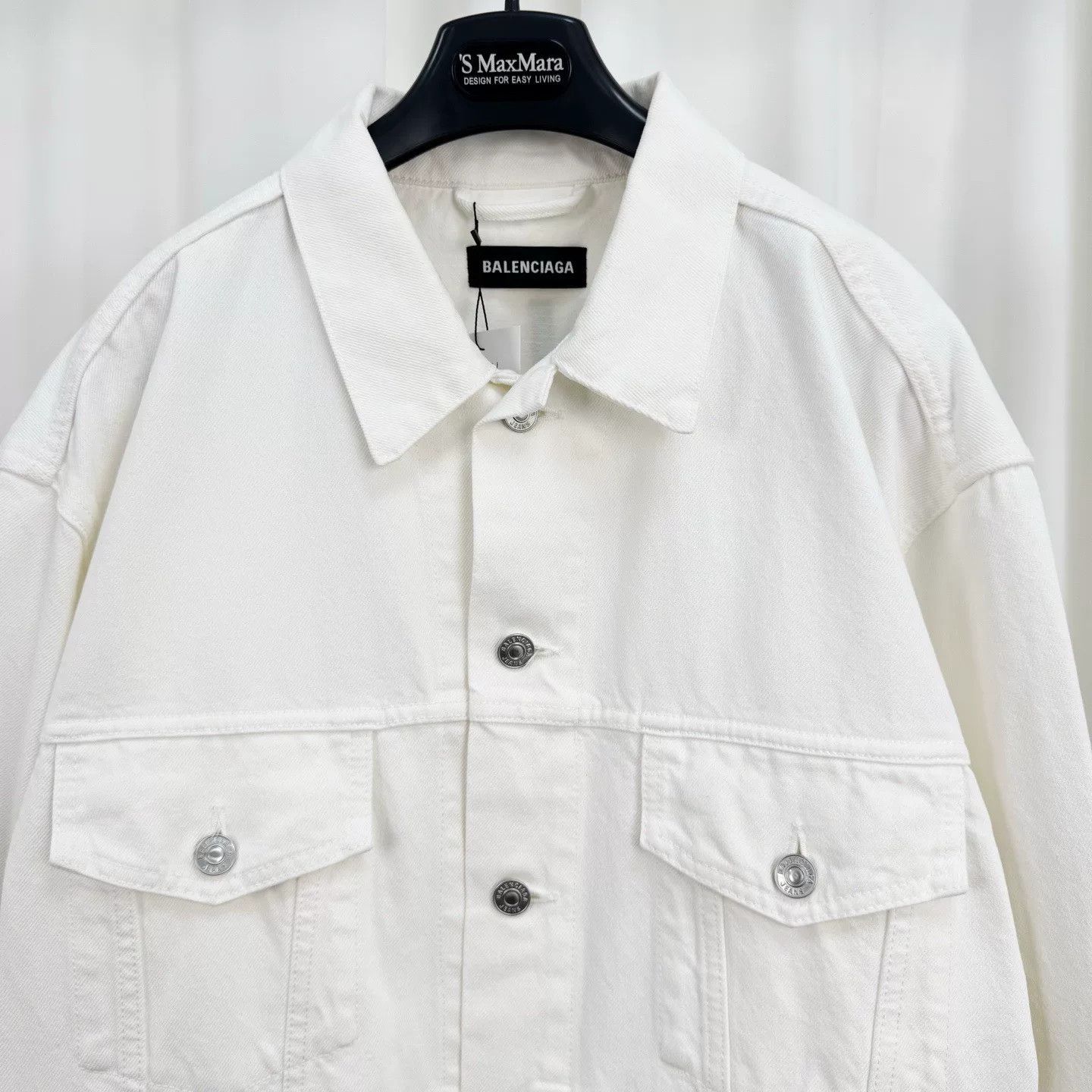 Balenciaga Balenciaga White Denim Jacket with Embroidery Size US M / EU 48-50 / 2 - 3 Thumbnail