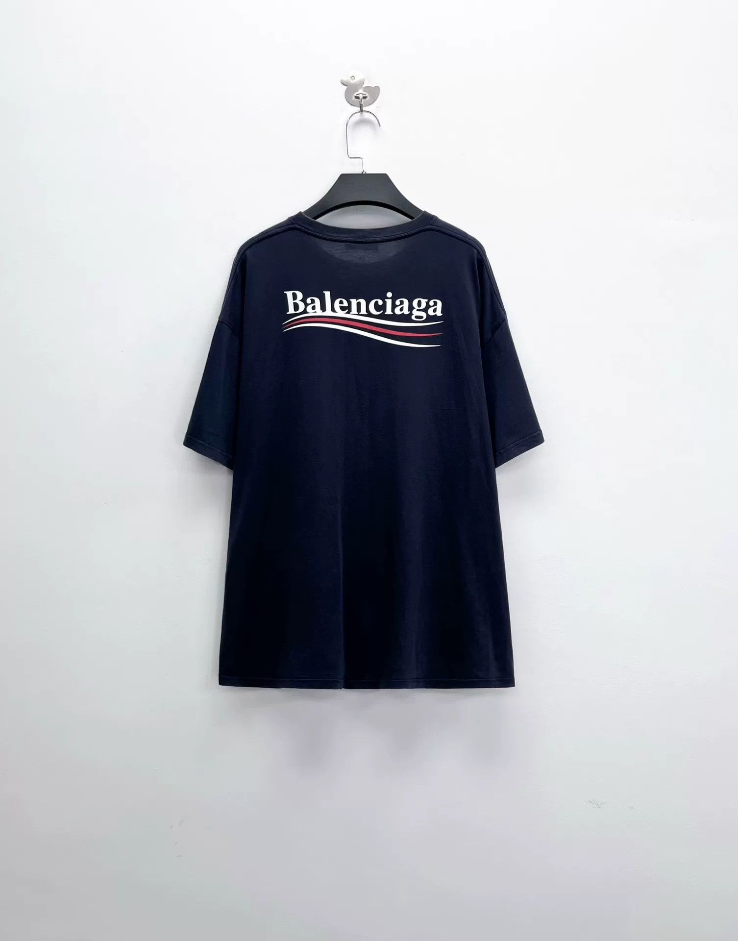 balenciaga navy logo short sleeve t-shirt