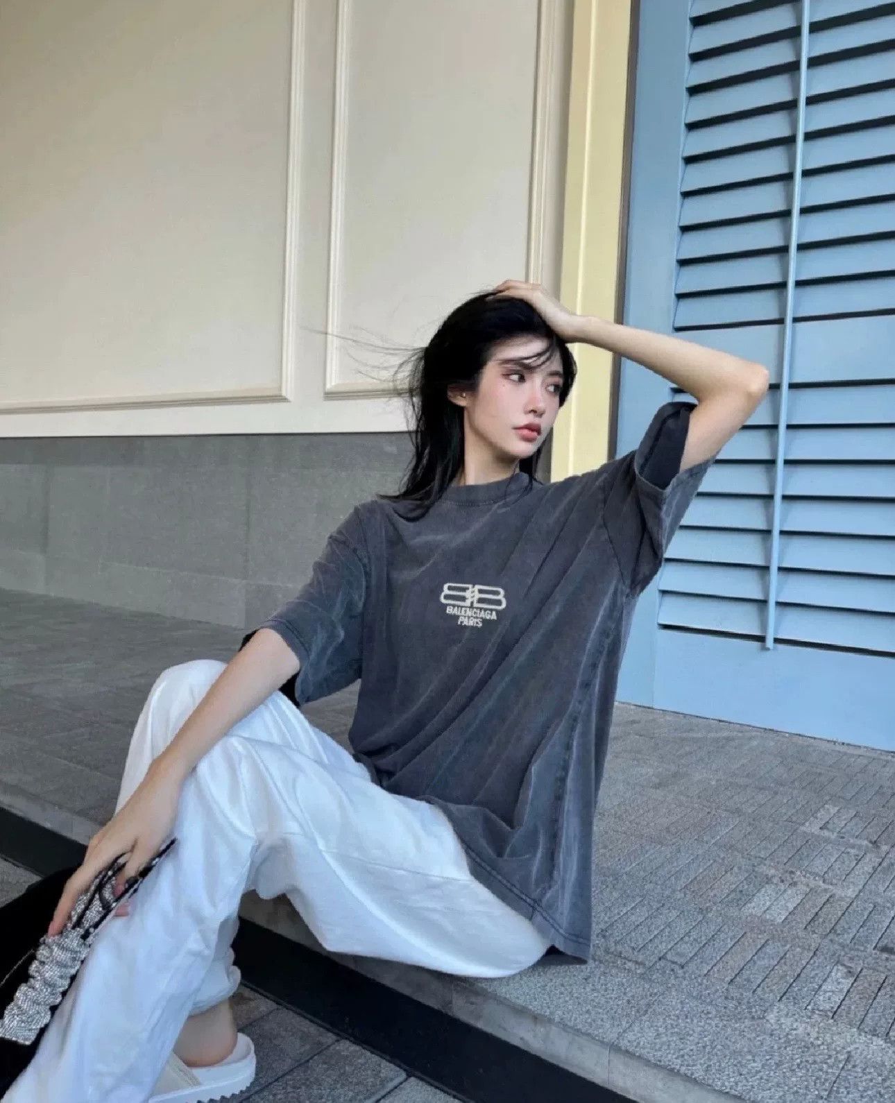 Balenciaga balenciaga black crystal logo short sleeve t-shirt Size XS / US 0-2 / IT 36-38 - 7 Thumbnail
