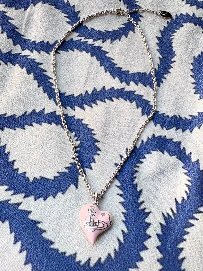 Vivienne Westwood Vivienne Westwood Pink Enamel Heart Necklace Size ONE SIZE - 2 Thumbnail