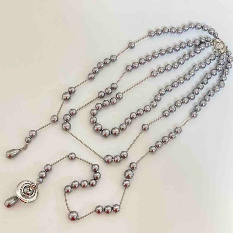 Vivienne Westwood Vivienne Westwood Gray Pearl Long Necklace Size ONE SIZE - 3 Thumbnail