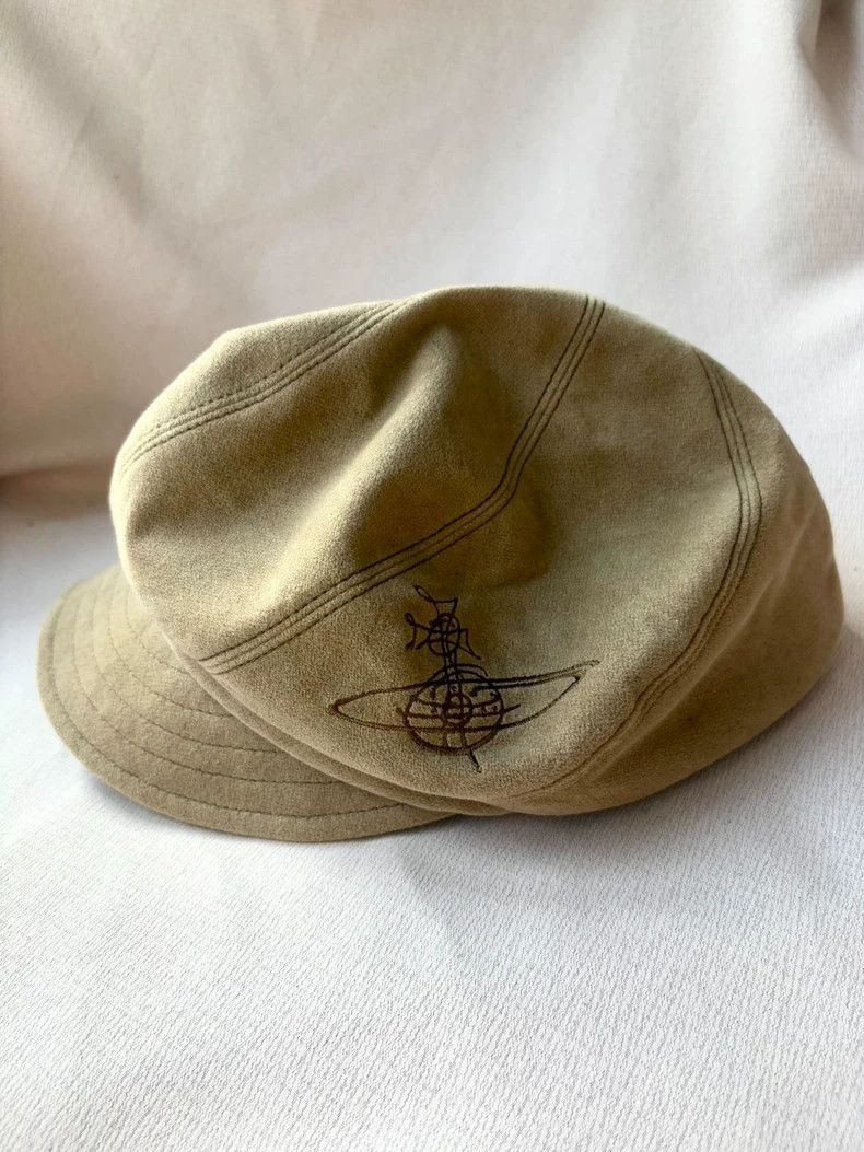 Vivienne Westwood Vivienne Westwood Beige Saturn Newsboy Cap Size ONE SIZE - 3 Thumbnail