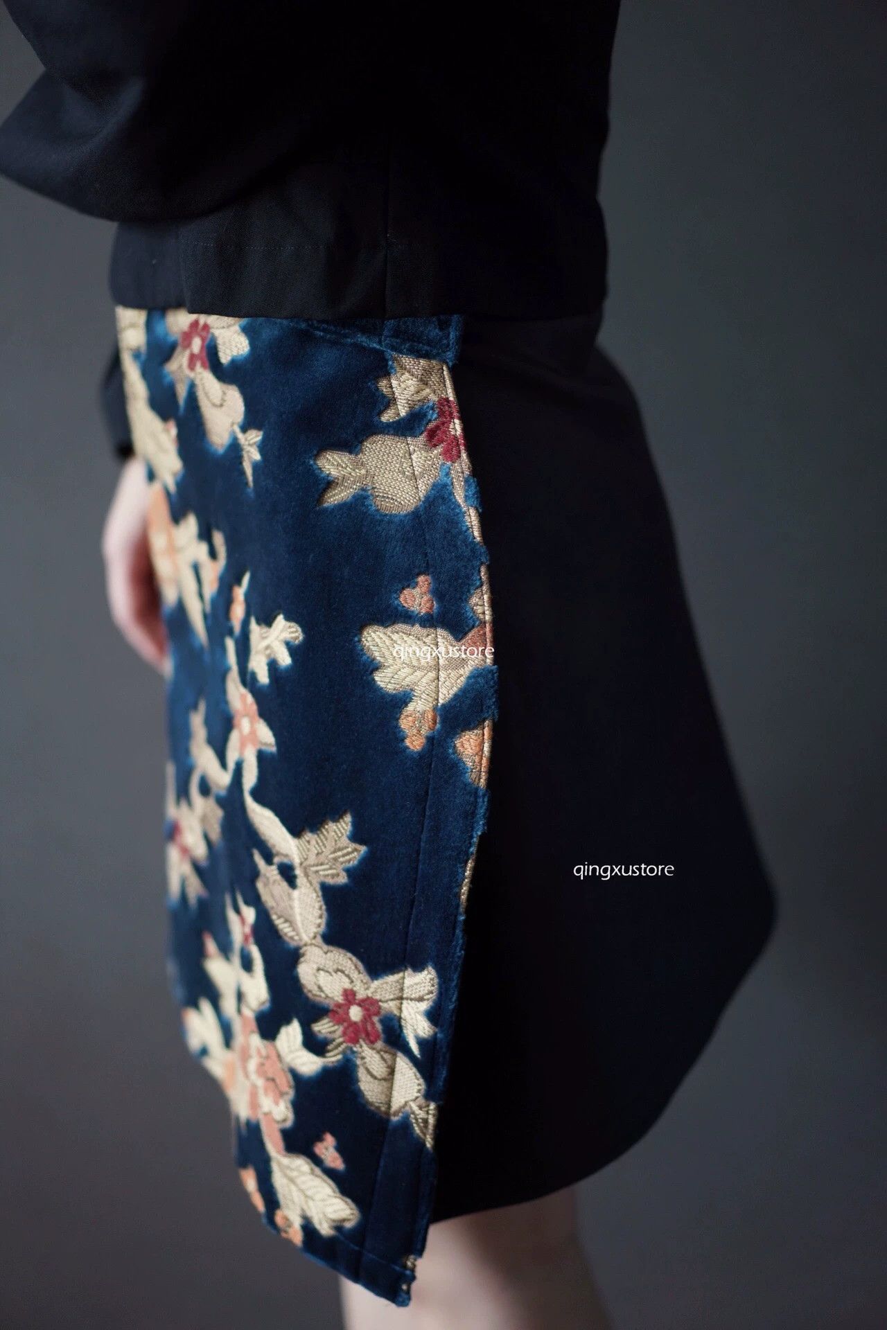 Junya Watanabe junya watanabe floral patterned blue skirt Size US 27 - 4 Thumbnail