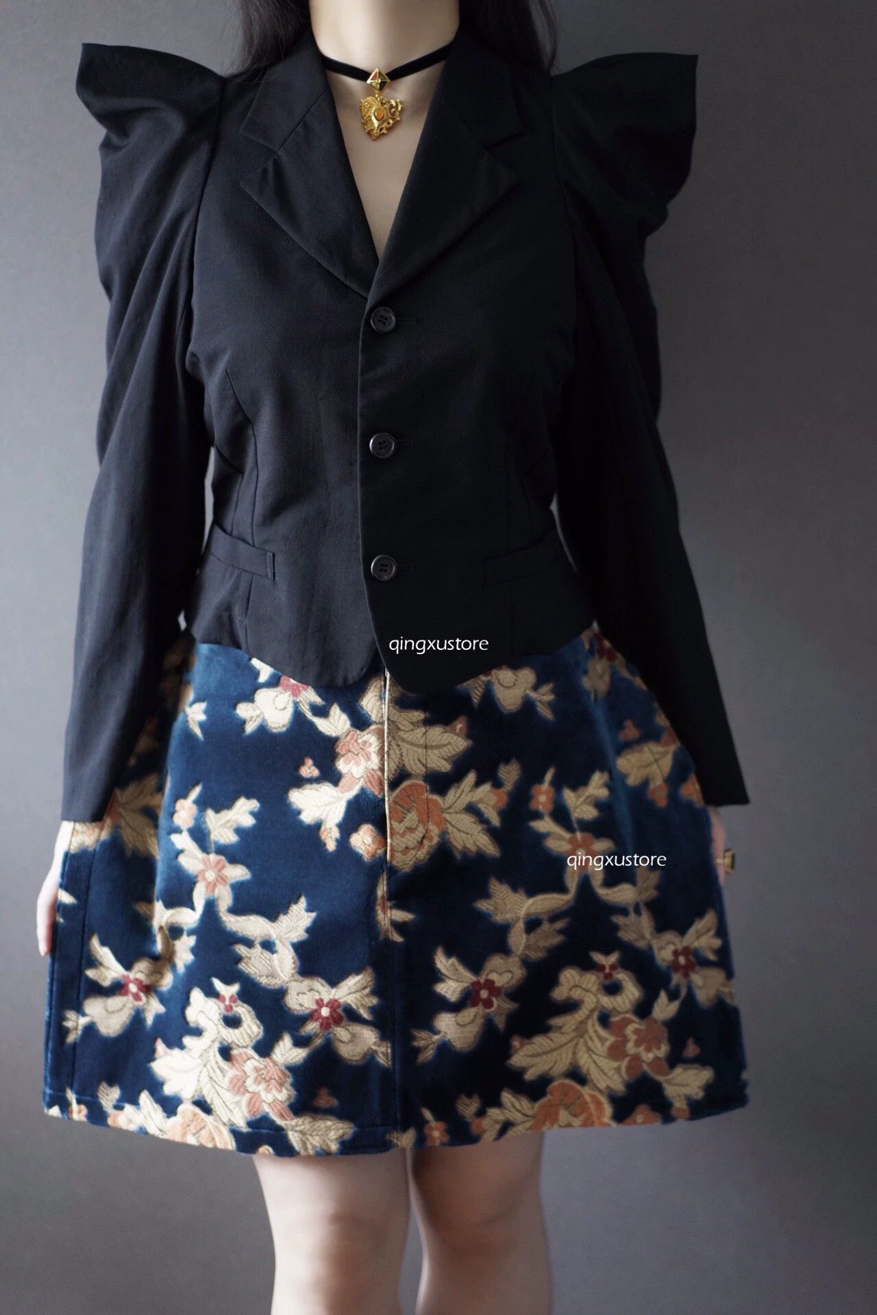 Junya Watanabe junya watanabe floral patterned blue skirt Size US 27 - 6 Thumbnail
