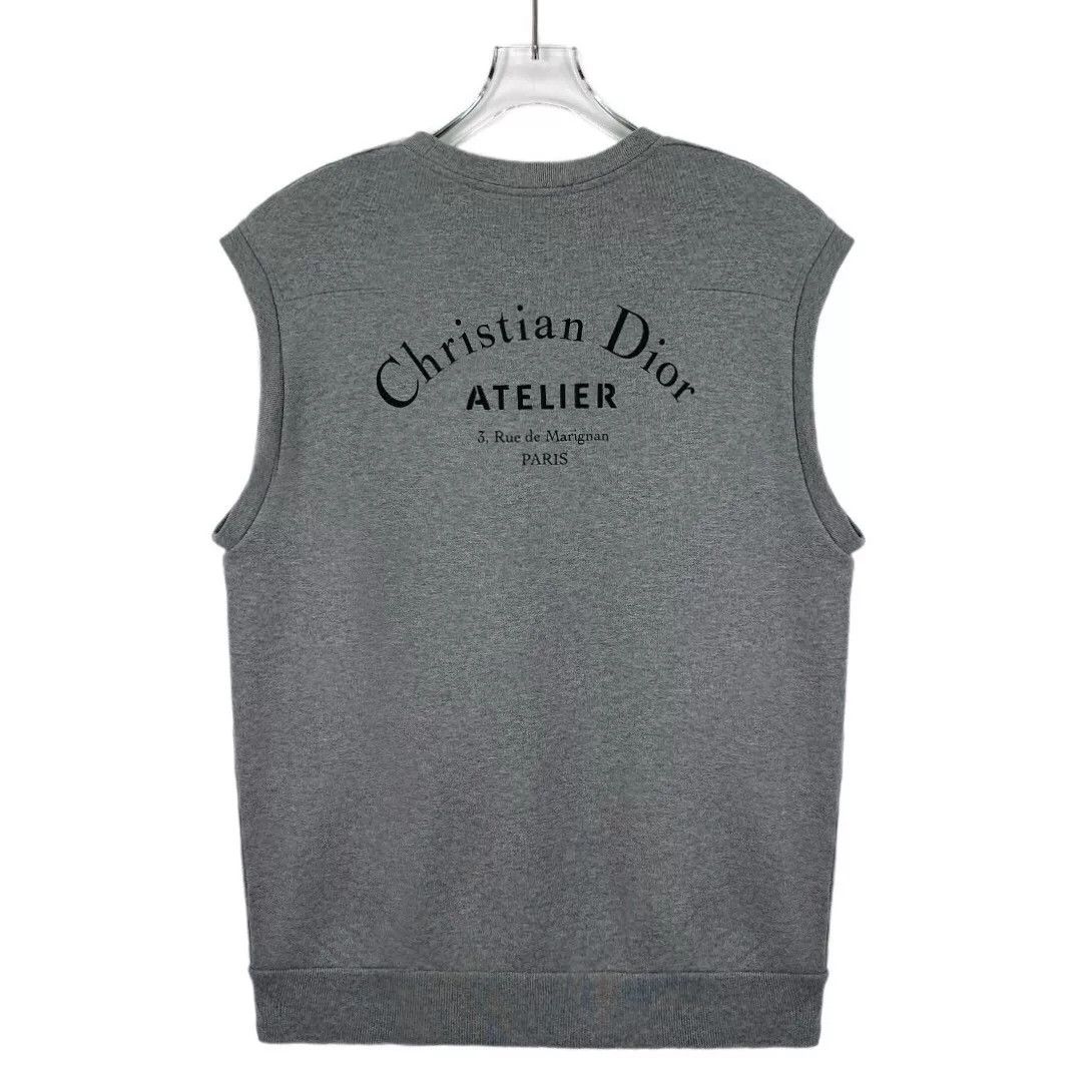 Dior gray sleeveless logo cotton sweatshirt by dior Size US XL / EU 56 / 4 - 2 Thumbnail