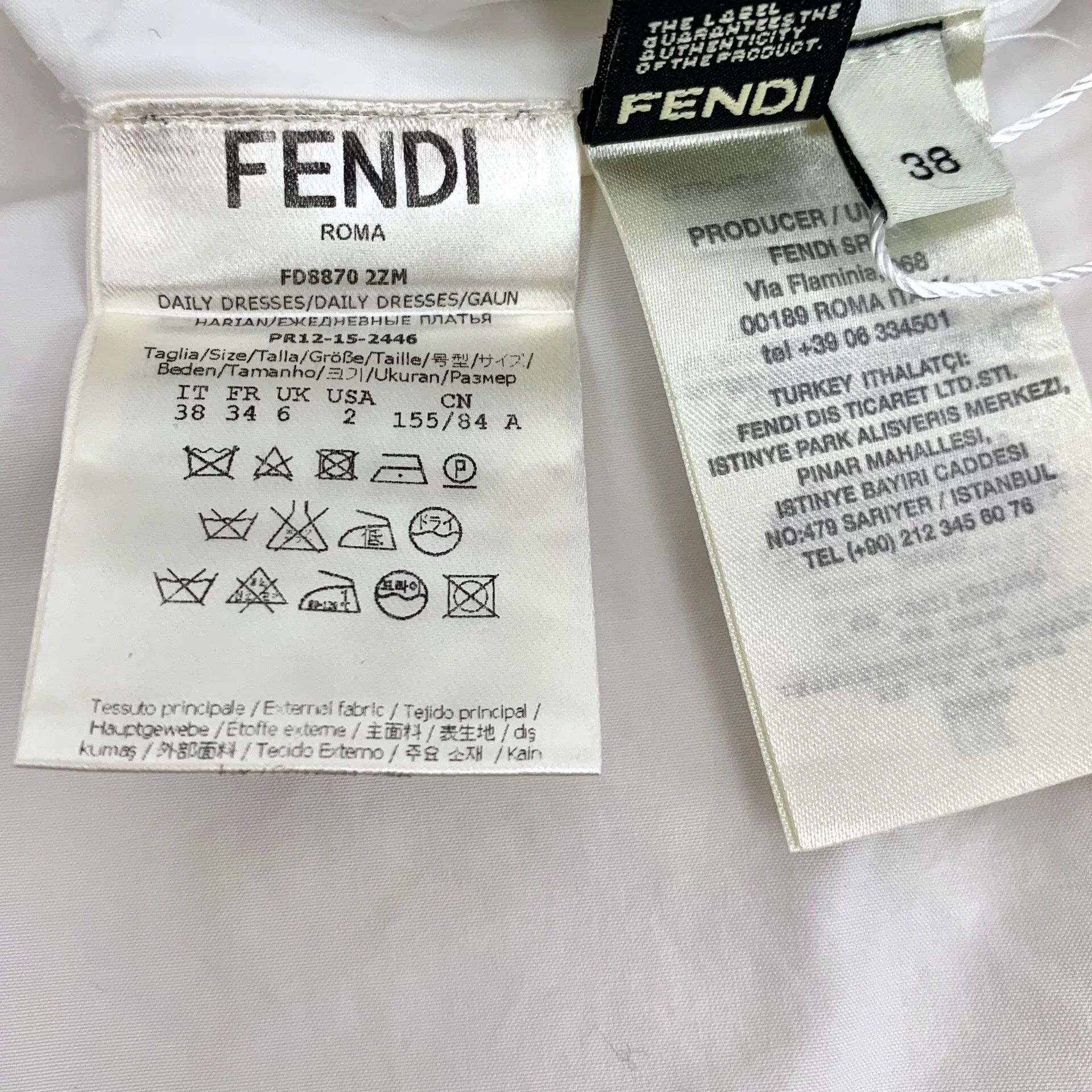Fendi fendi white short sleeve dress with bow Size US 38 / EU 54 - 6 Thumbnail