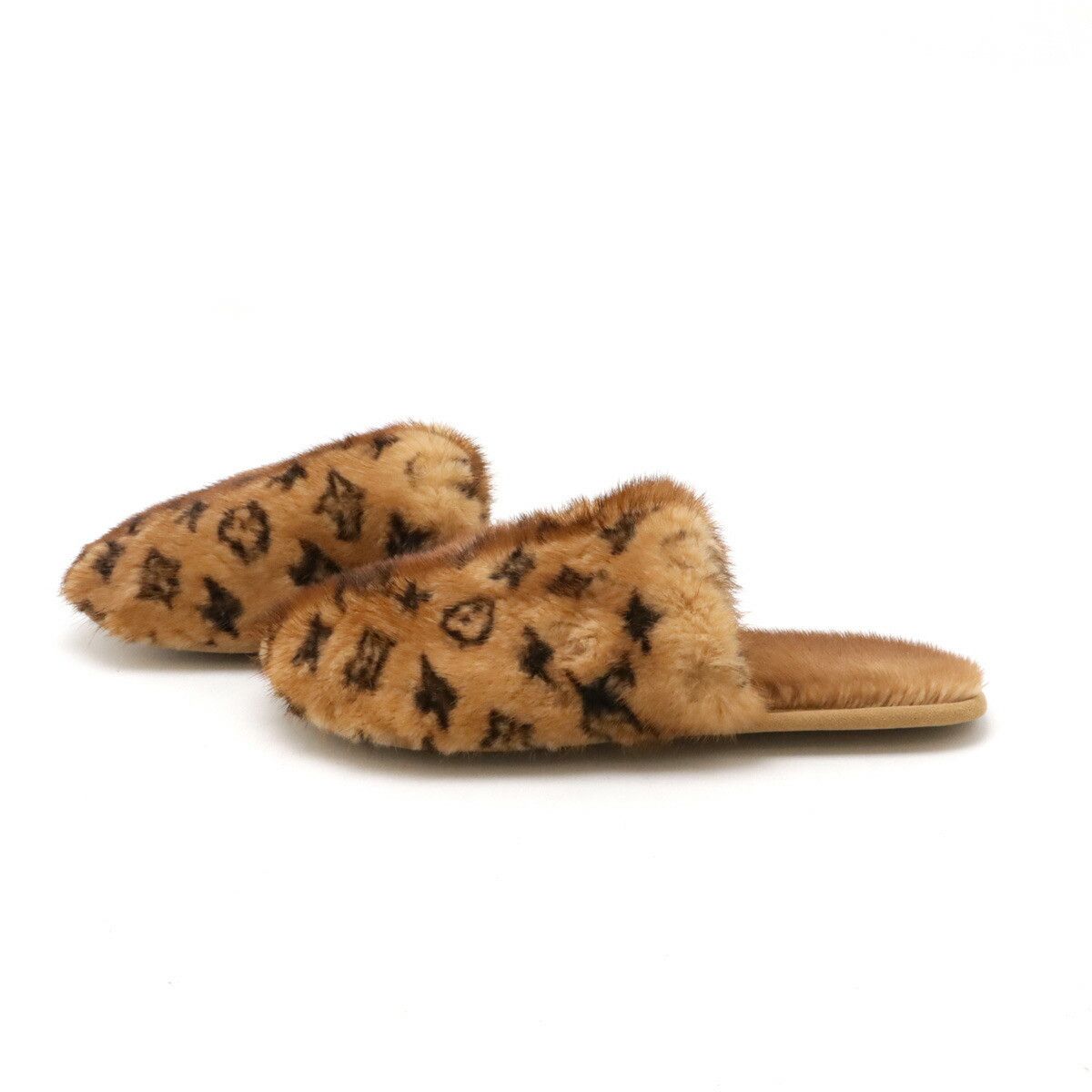 Louis Vuitton Louis Vuitton Louis Vuitton LV Suite Line Mink Fur Slippers Natural Material Shoes 1A4MCH DUTY FREE for USA Size ONE SIZE - 2 Thumbnail